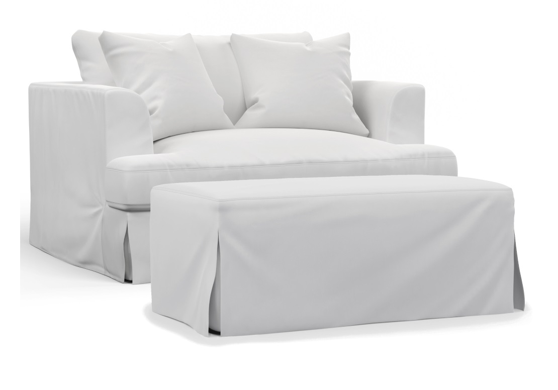 Sunset Trading Newport White Chair and Ottoman Slipcover