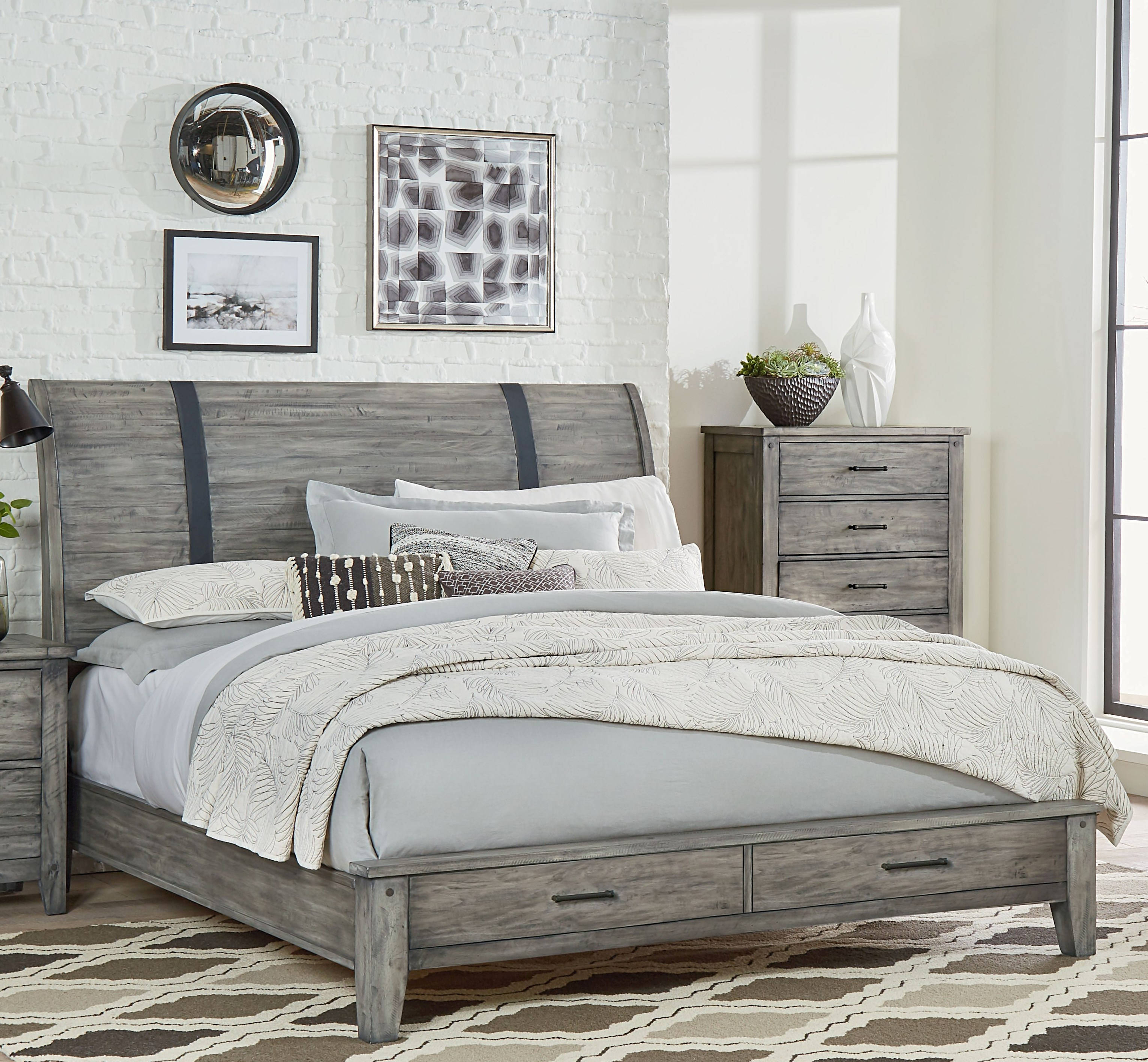Standard Furniture Nelson Grey Queen Storage Footboard with Slats