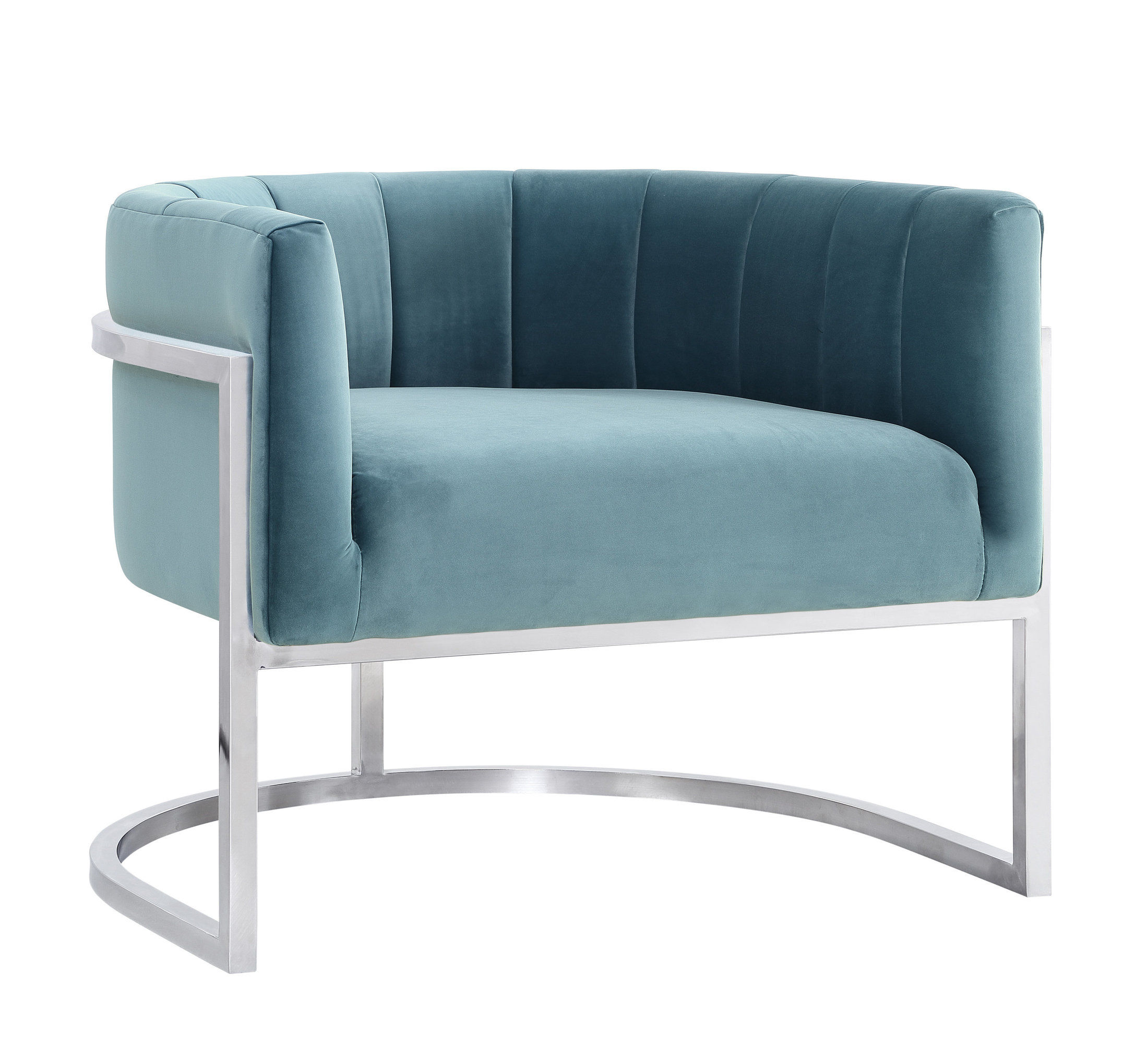TOV Furniture Magnolia Sea Blue Silver Base Chair