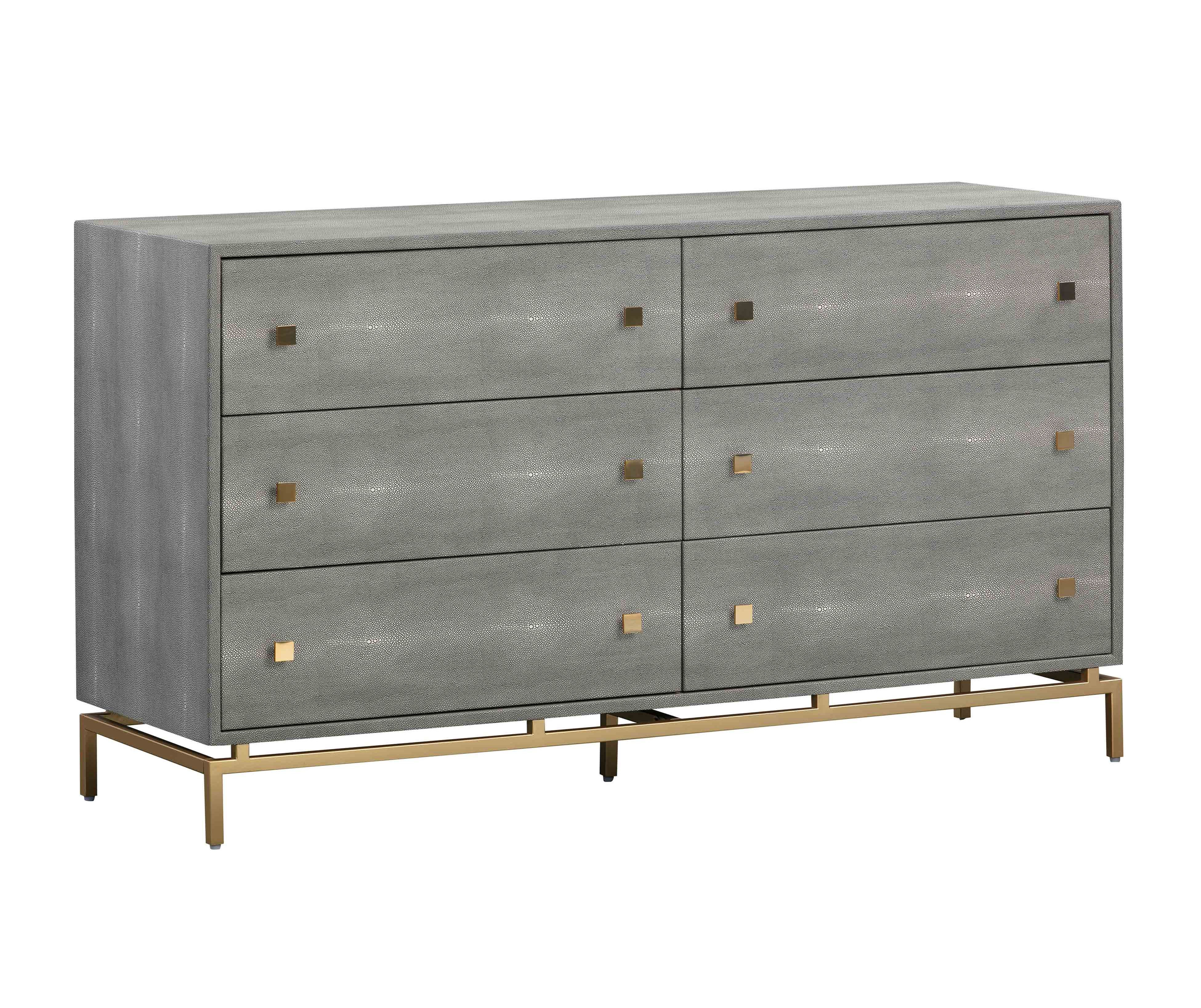 TOV Furniture Pesce Grey Shagreen 6 Drawer Dresser TOV-B44147 TOV Furniture Pesce Grey Shagreen 6 Drawer Dresser TOV-B44147