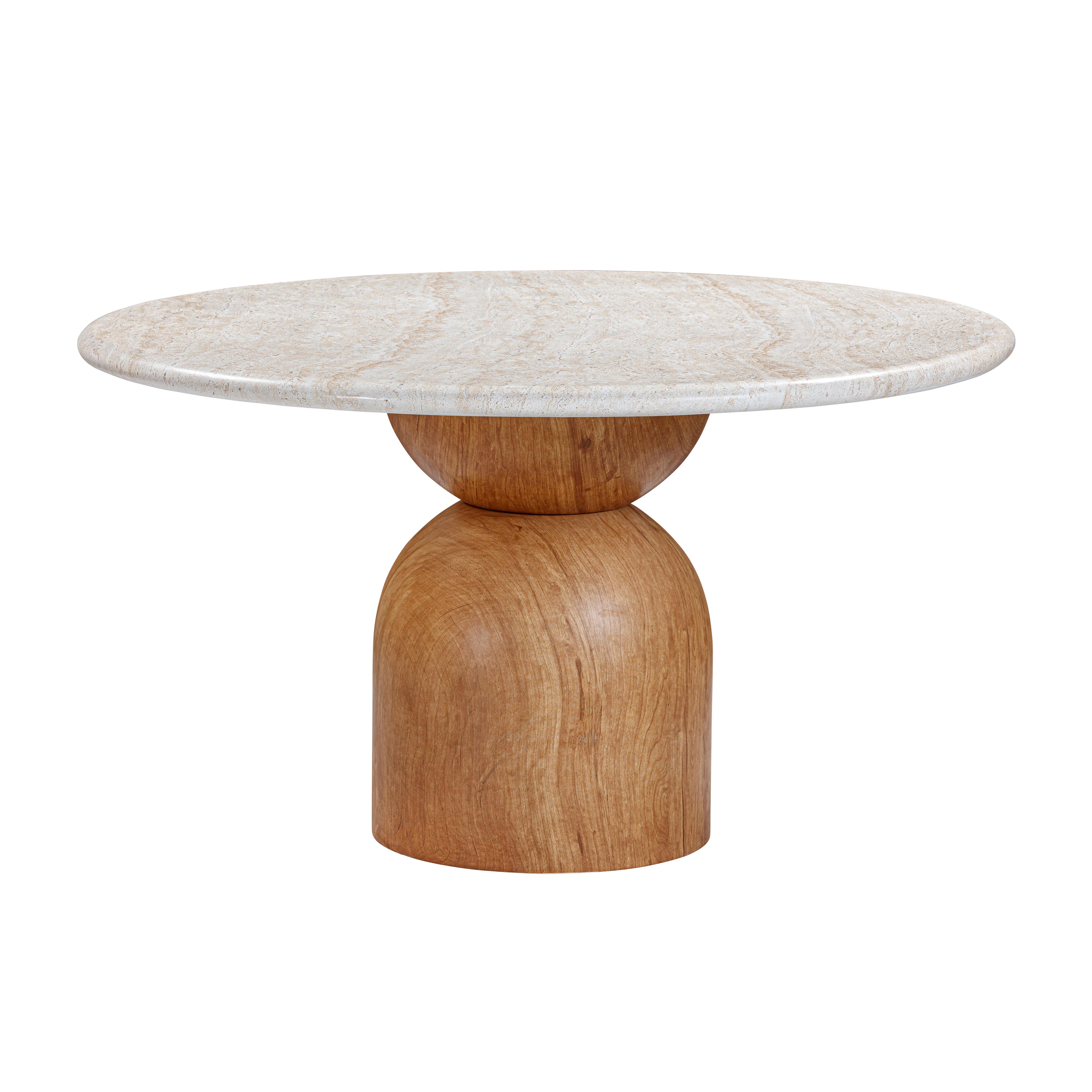 TOV Furniture Cynthia Brown Travertine Indoor Outdoor Round Dining Table