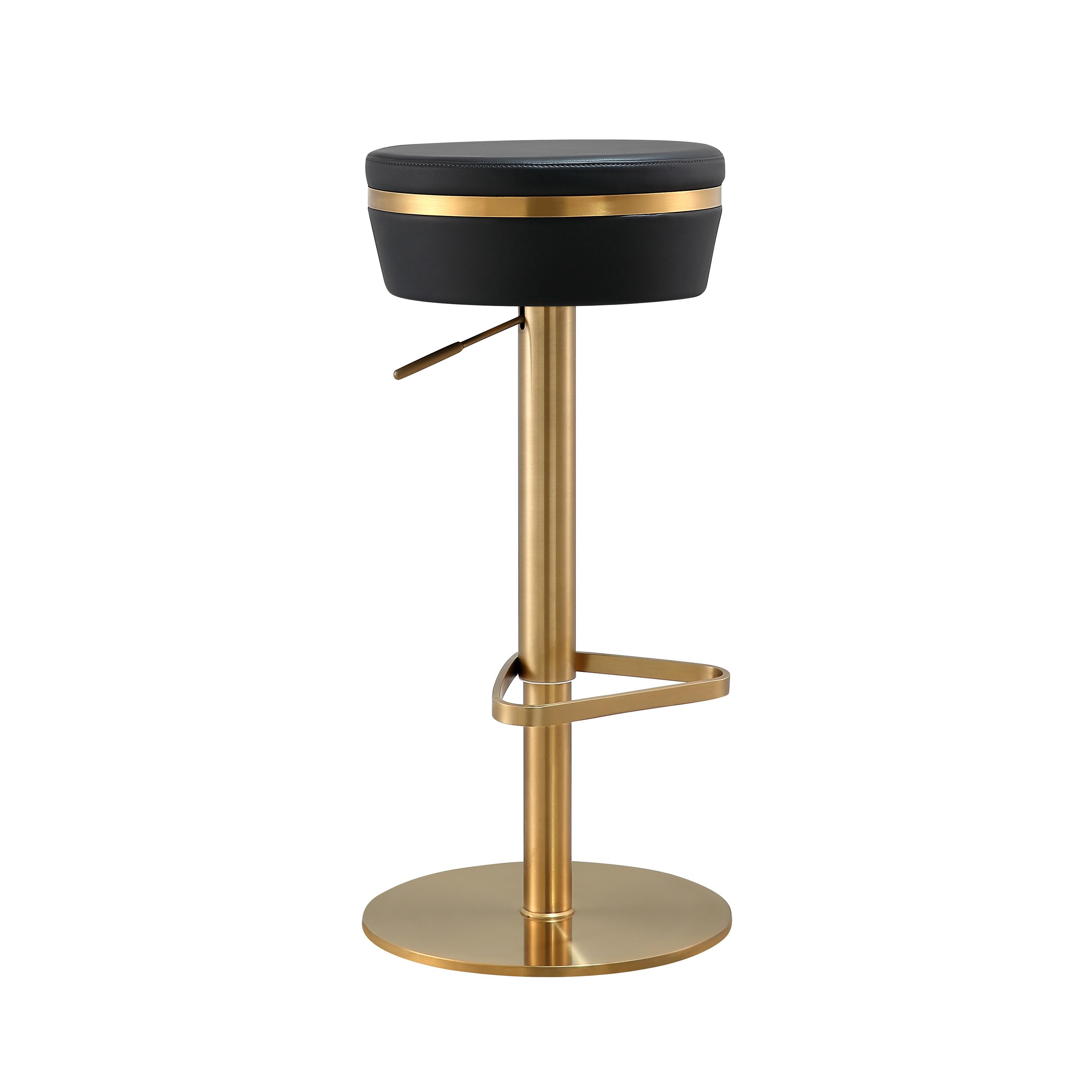 TOV Furniture Astro Black Gold Adjustable Stool