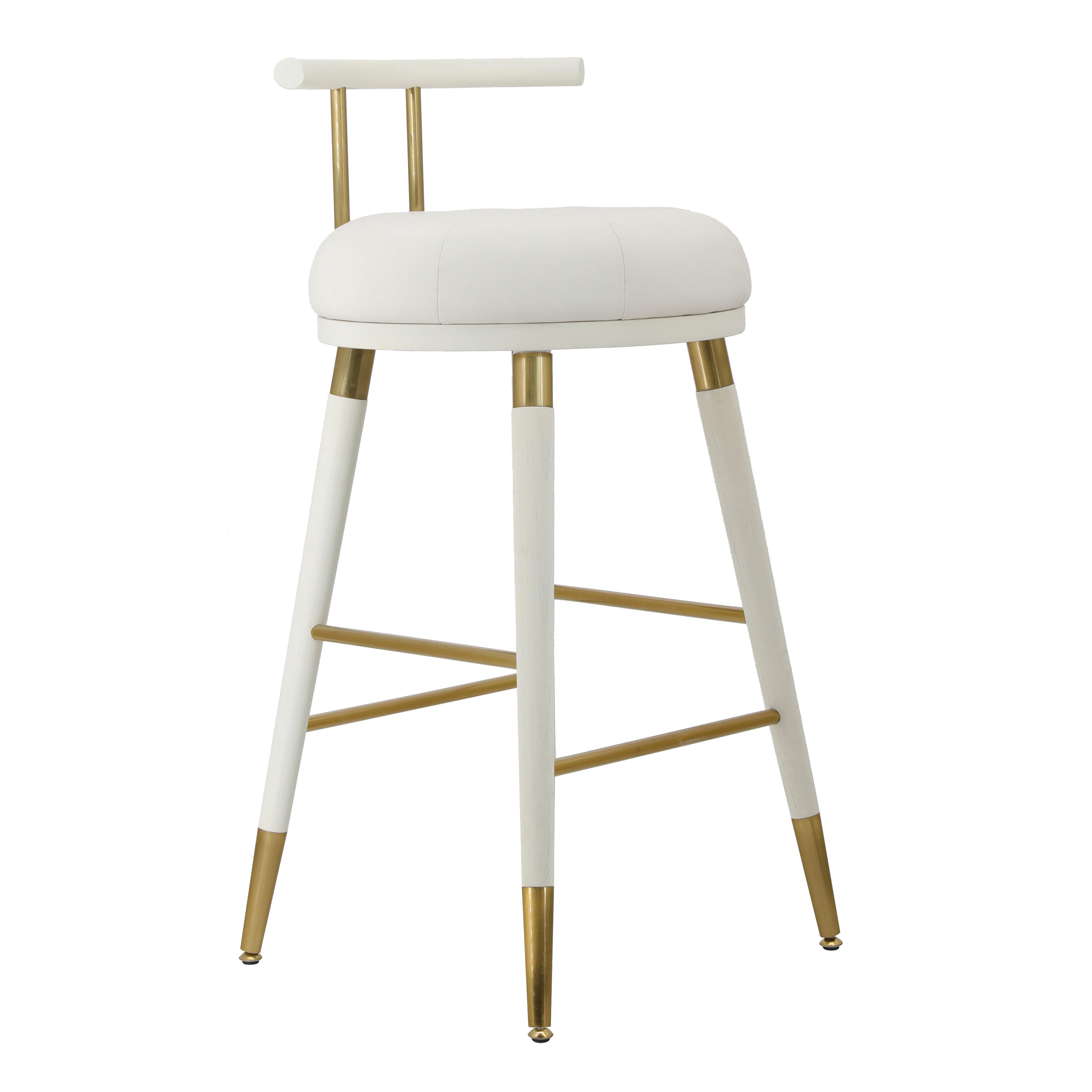 TOV Furniture Juniper White Leather Counter Height Stool