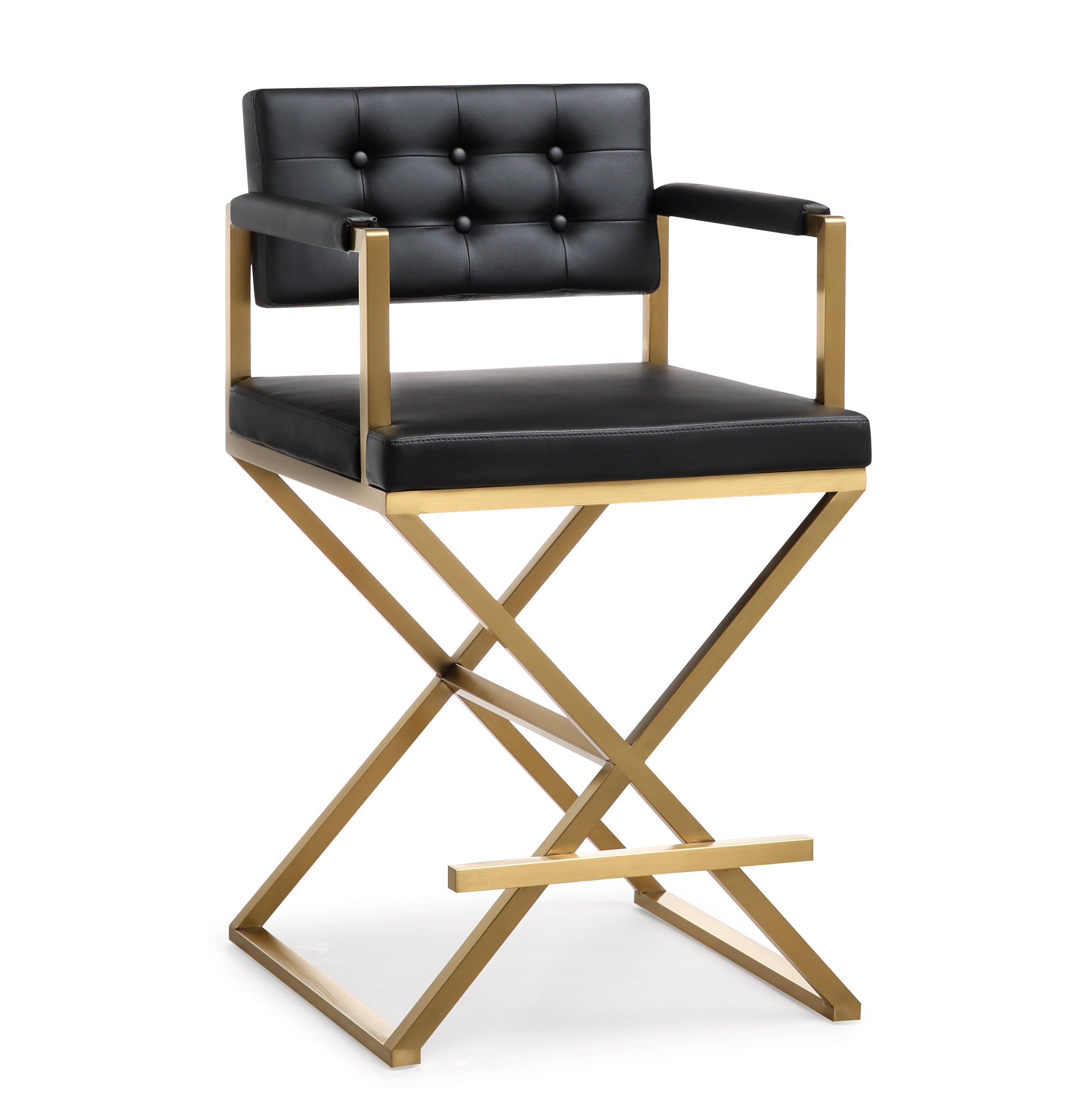 TOV Furniture Director Black Gold Counter Height Stool