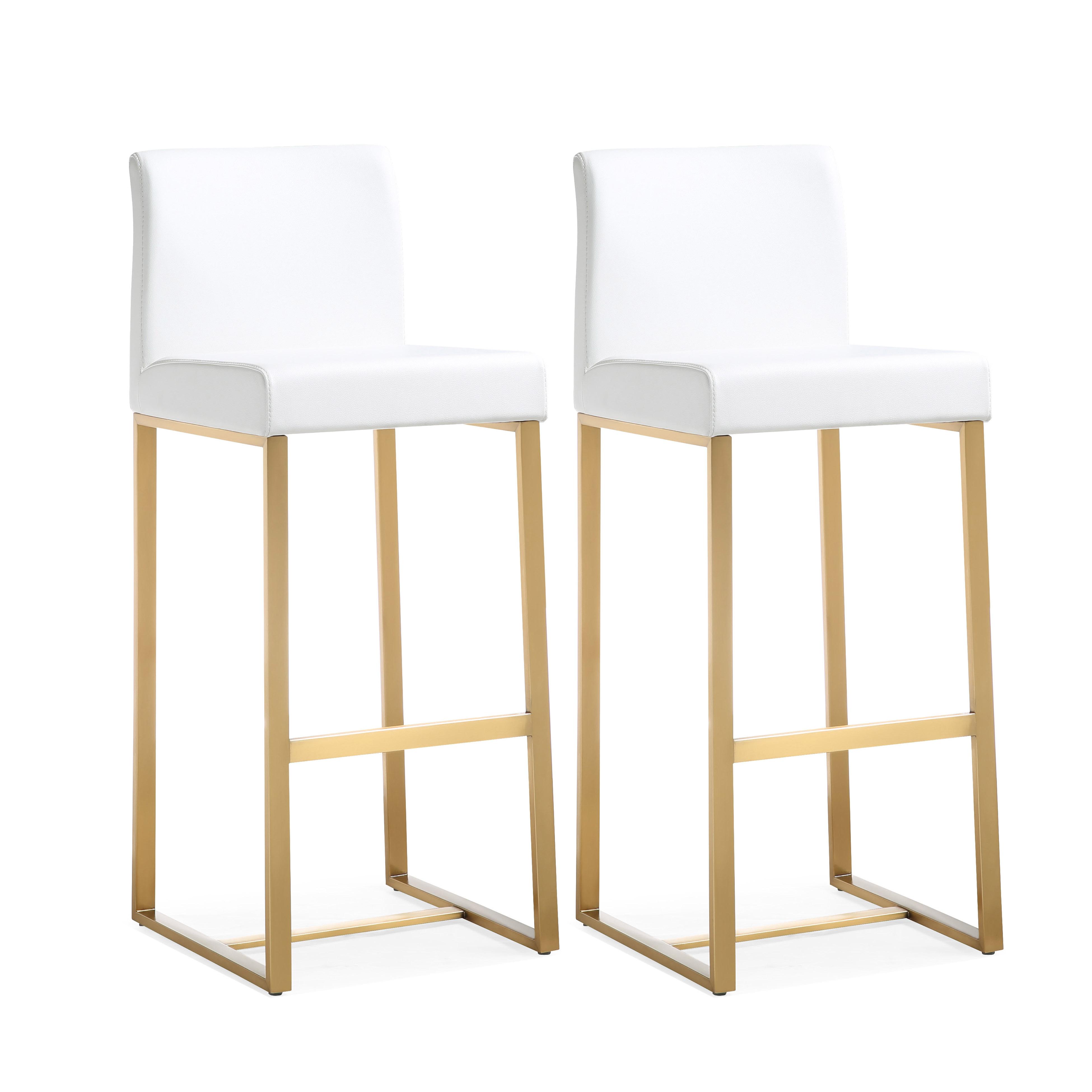 2 TOV Furniture Denmark White Gold Bar Stools