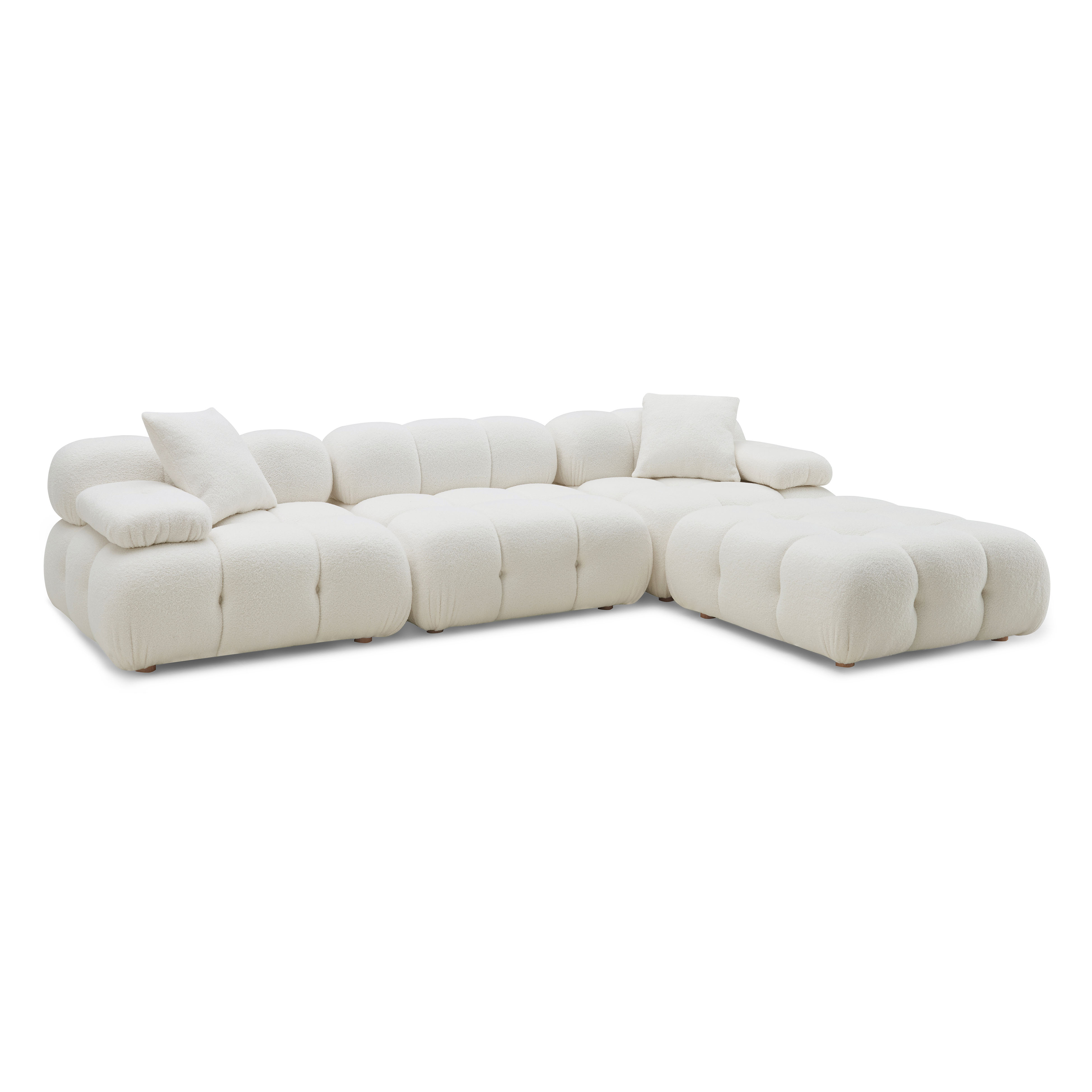 TOV Furniture Calliope Cream Vegan Shearling 4pc Modular Sectional