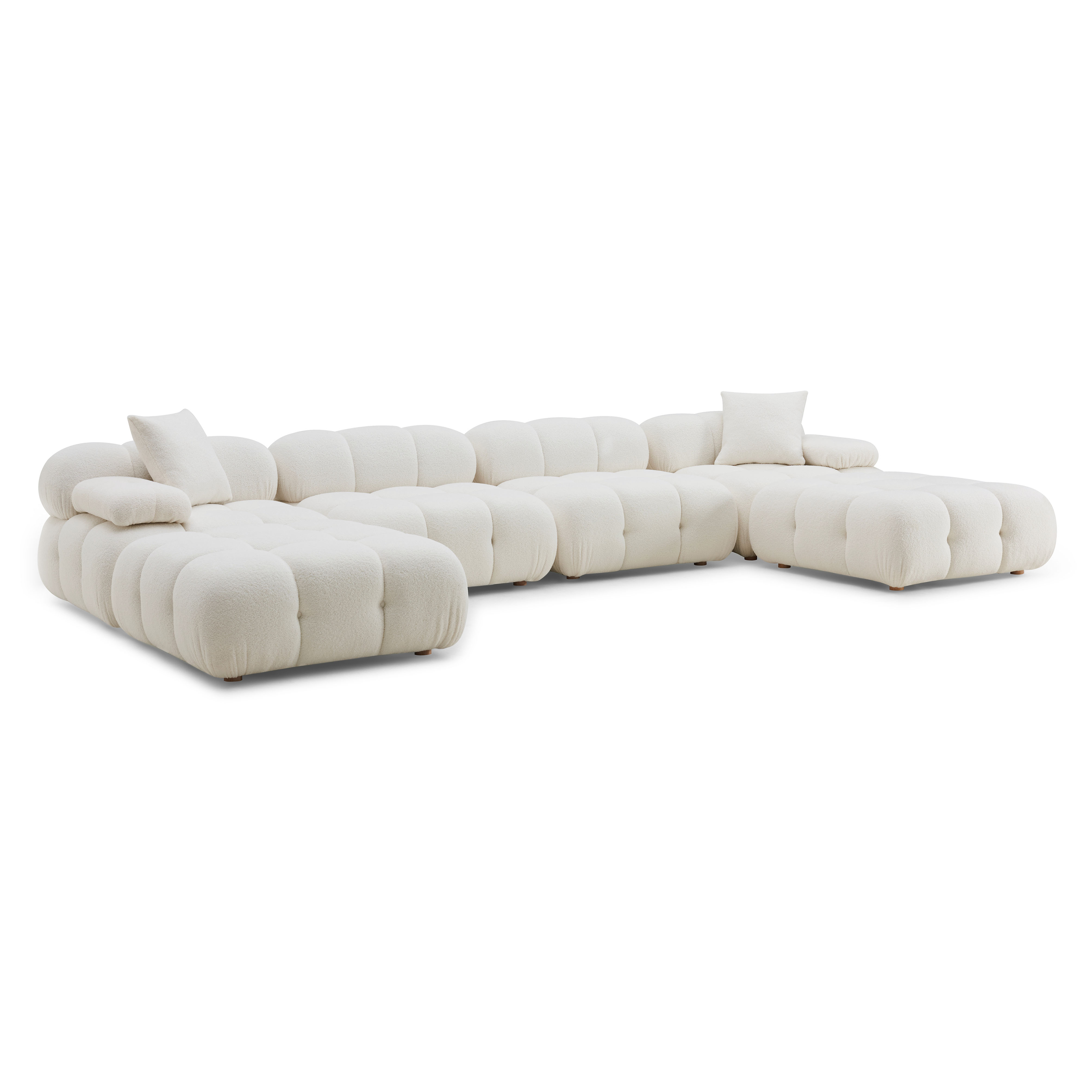 TOV Furniture Calliope Cream Vegan Shearling 6pc Modular U Sectional