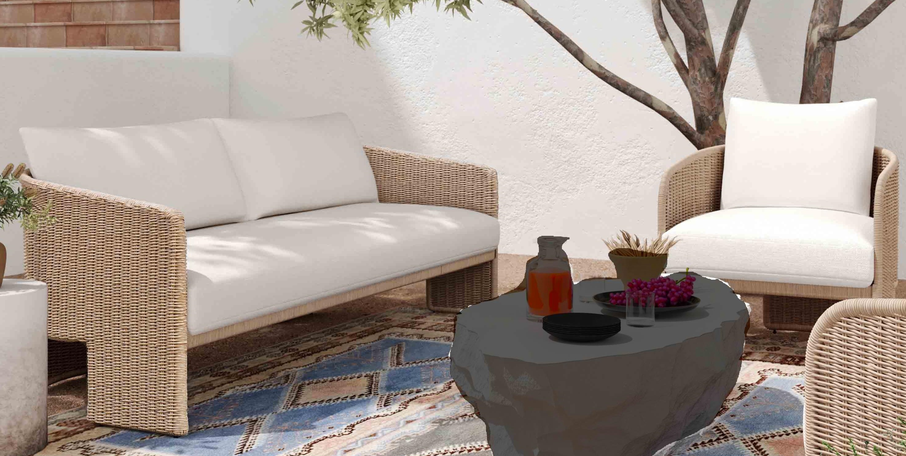 TOV Furniture Alexa Cream 2pc Outdoor Seating Set