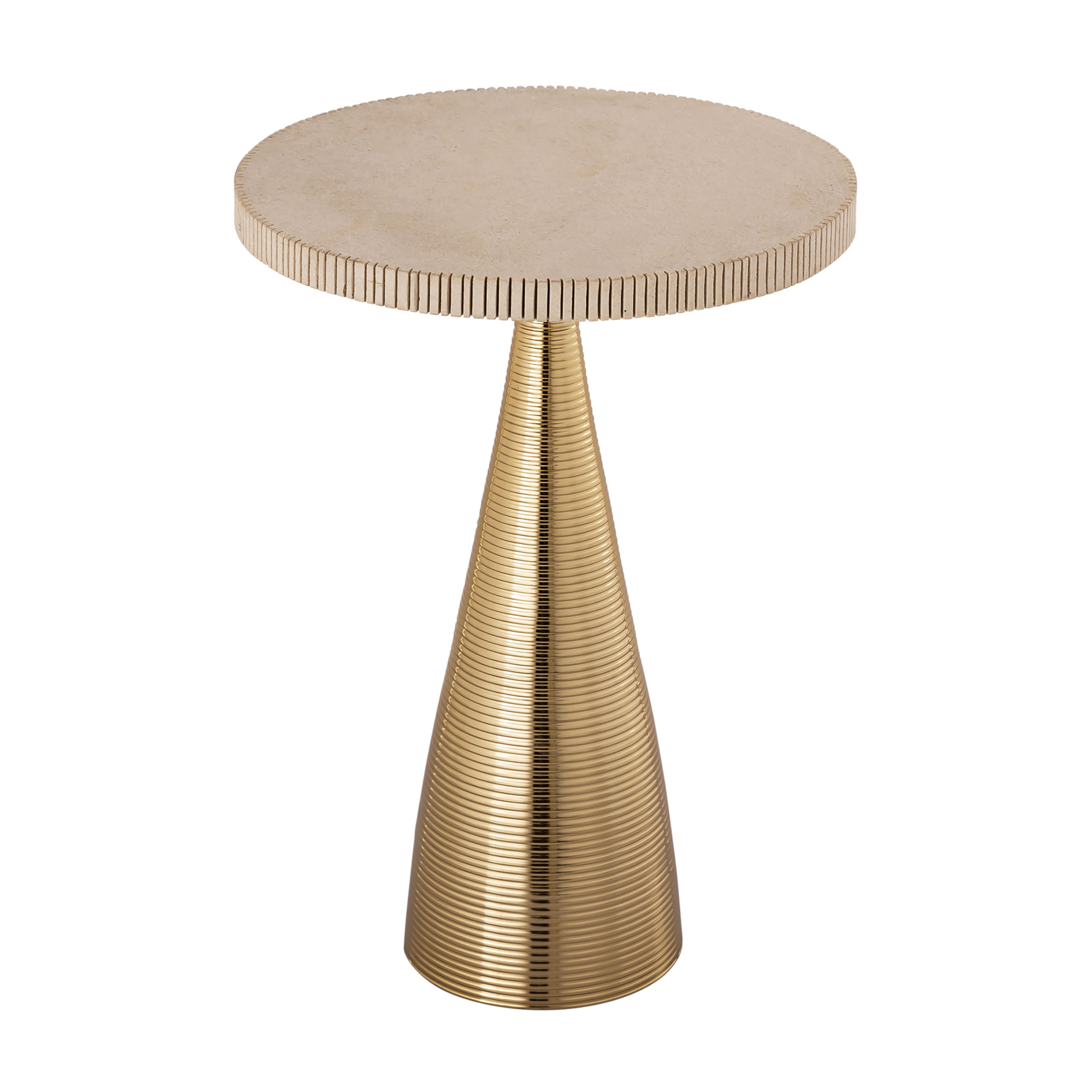 TOV Furniture Celeste Gold Natural Stone Ribbed Side Table