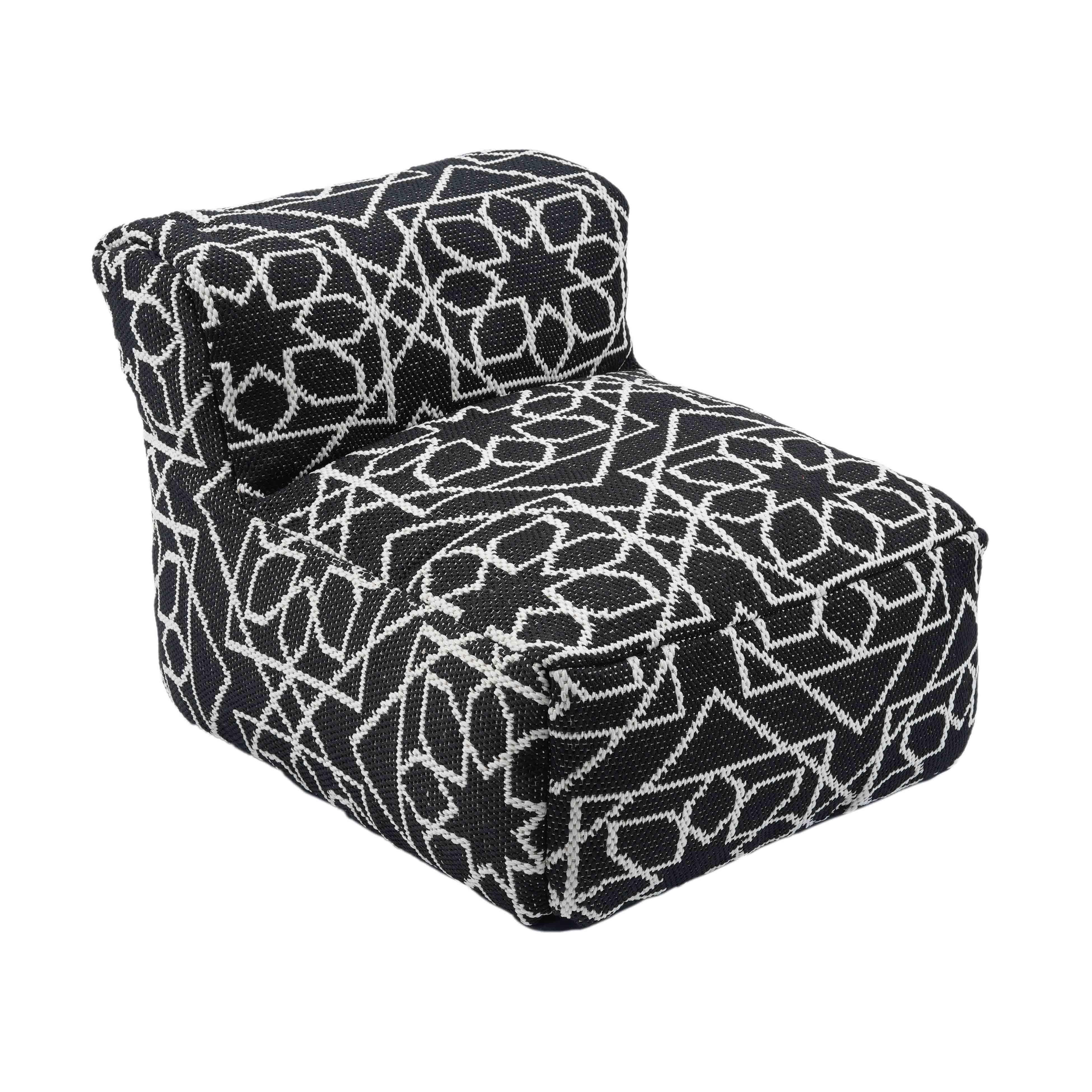 TOV Furniture Chiara Black White Outdoor Accent Pouf Chair