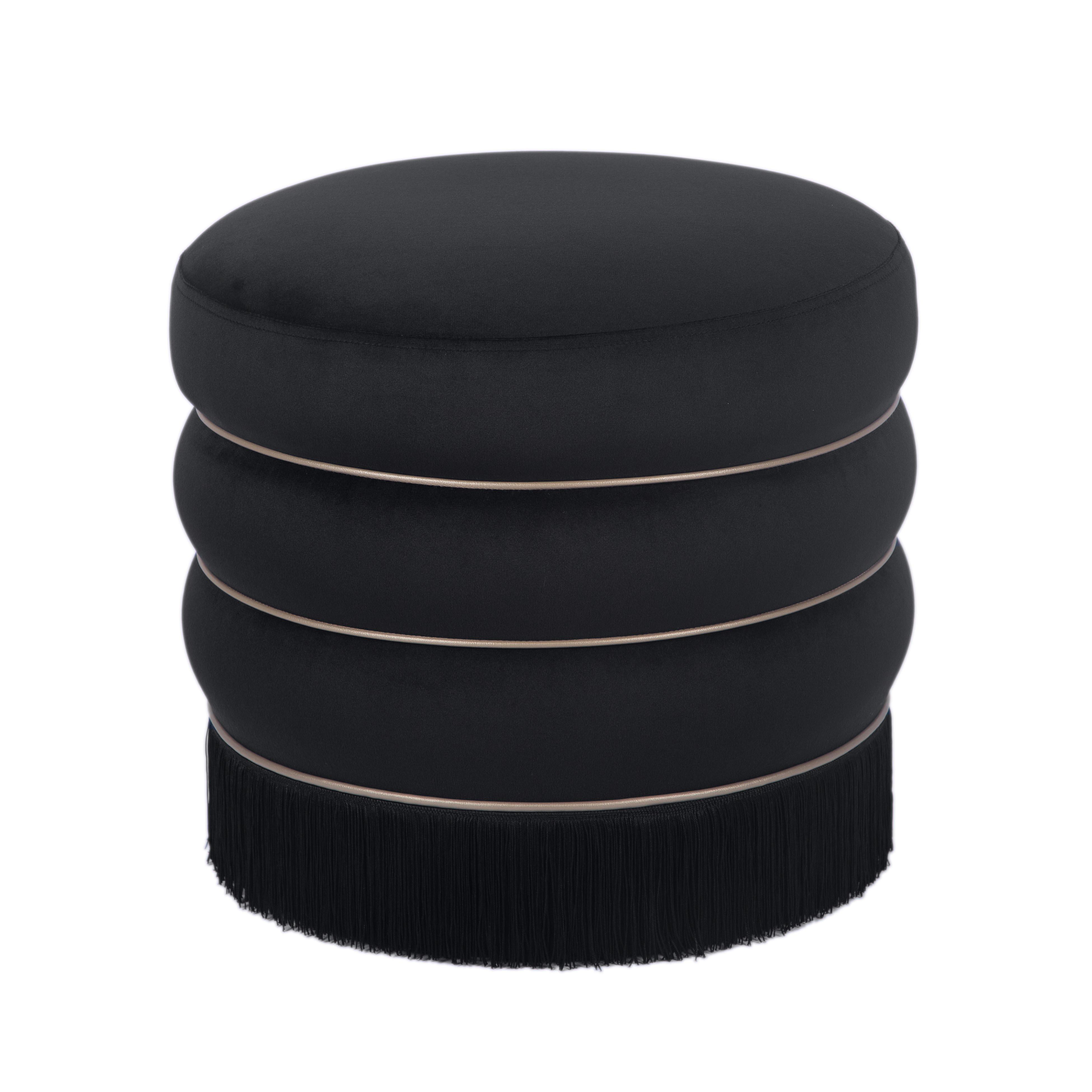 TOV Furniture Lakka Black Velvet Ottoman TOV-OC68566