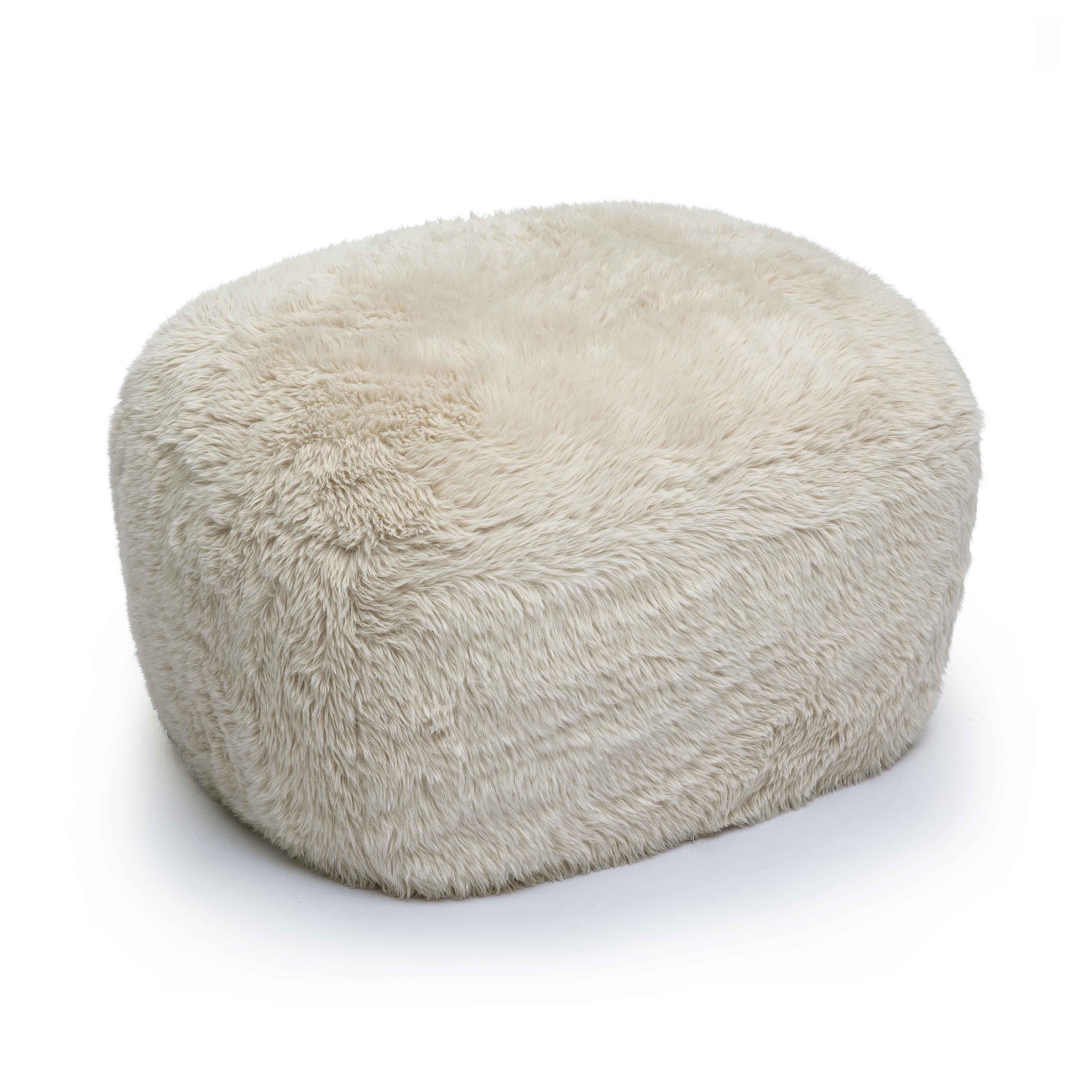 TOV Furniture Britt Natural Vegan Shearling Ottoman
