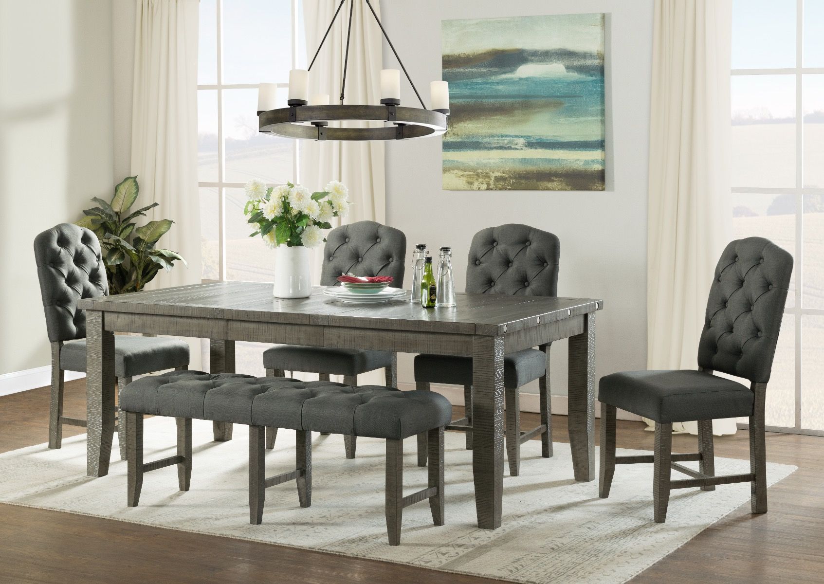 Vilo Home Industrial Charms Gray Host Chair 6pc Dining Room Set