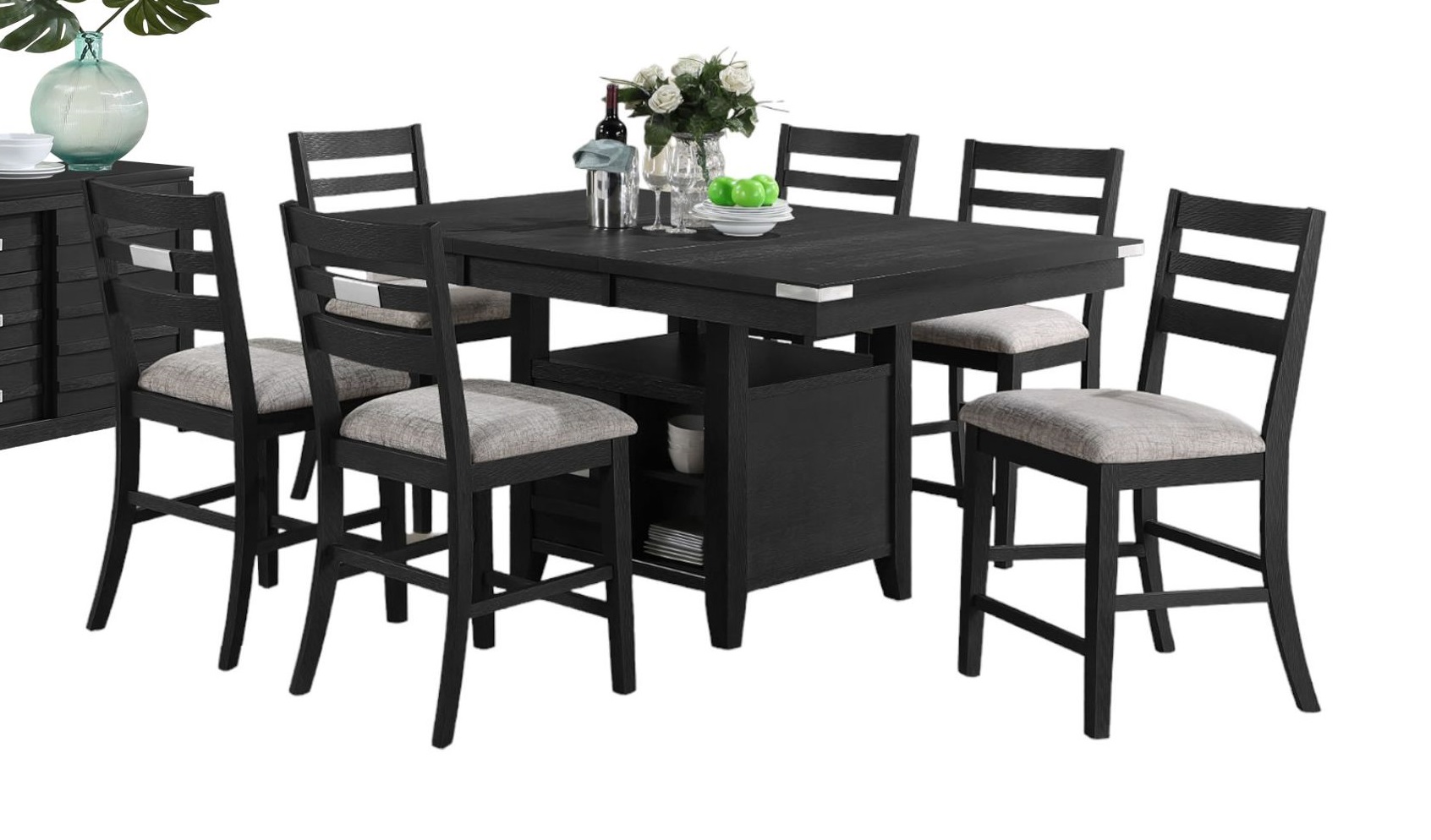 Vilo Home Palermo Black 7pc Pub Set