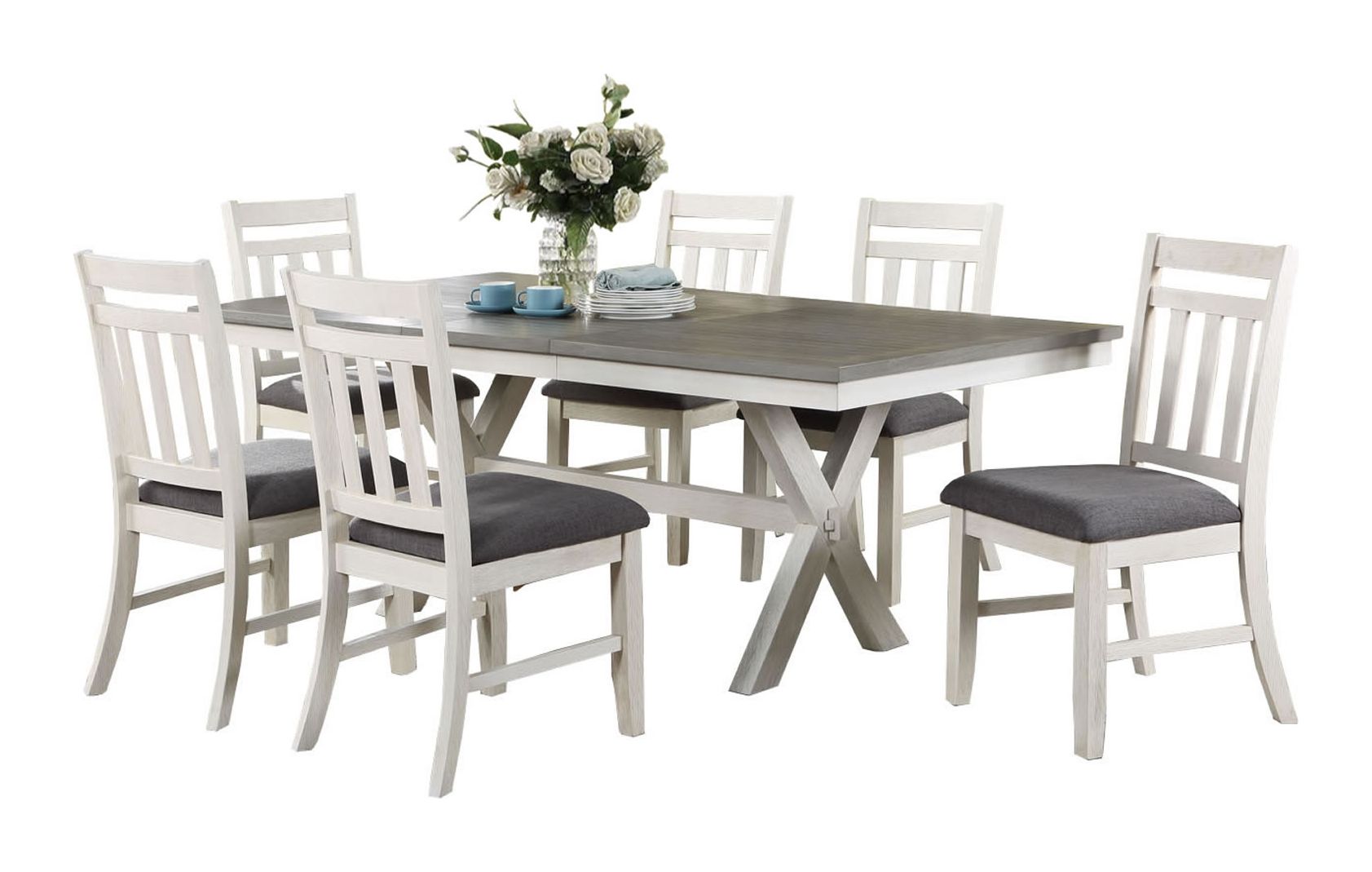Vilo Home Lido Bay White Gray 7pc Dining Set