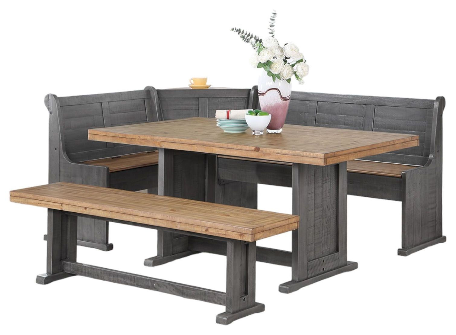 Vilo Home Omaha Gray Natural Country Breakfast Nook