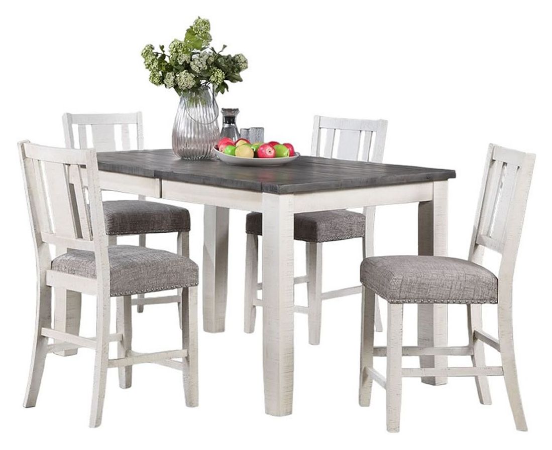 Vilo Home Saratoga White Gray 5pc Counter Height Set