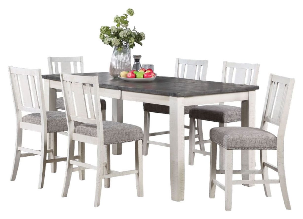 Vilo Home Saratoga White Gray 7pc Counter Height Set