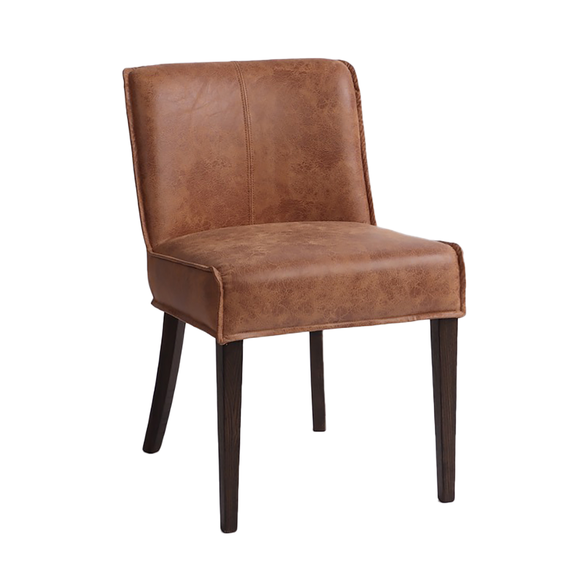 World Interiors Avery Matte Brown Tan Leather Dining Chair