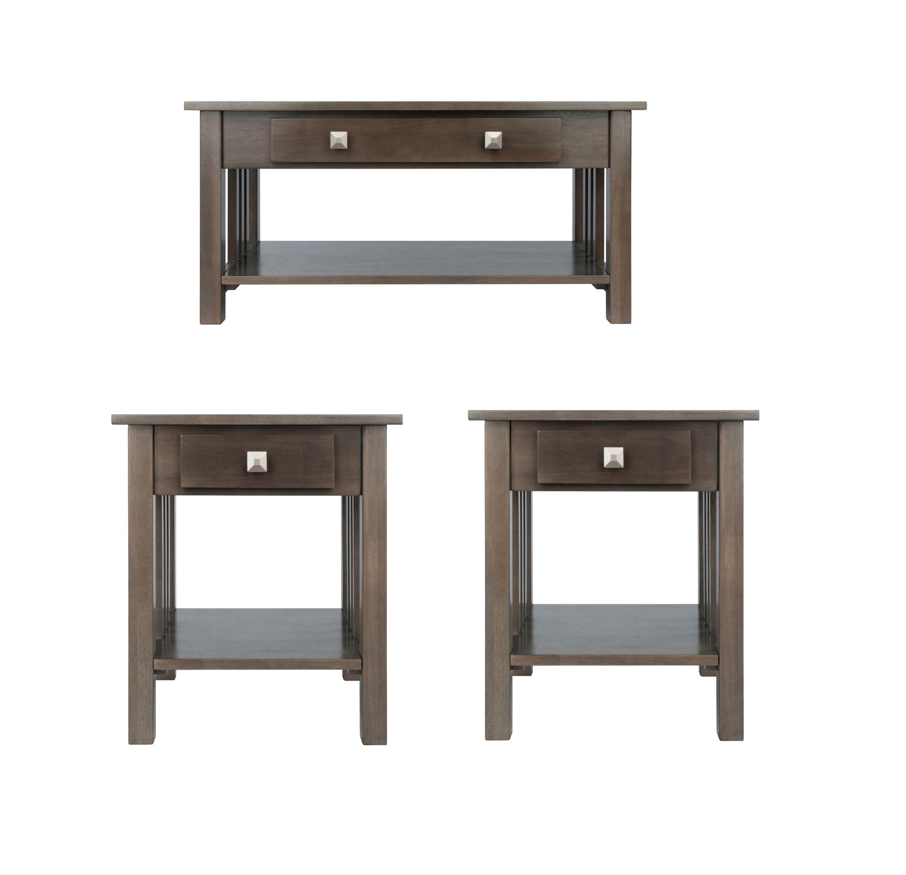 Winsome Stafford Oyster Gray Wood 3pc Coffee Table Set