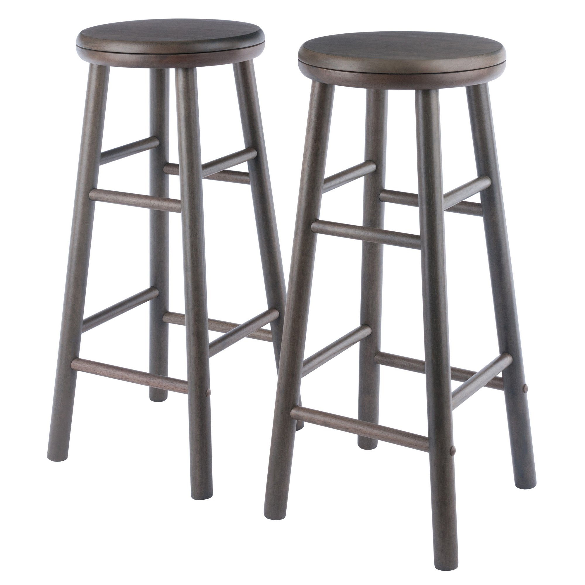 2 Winsome Shelby Oyster Gray Swivel Bar Stools