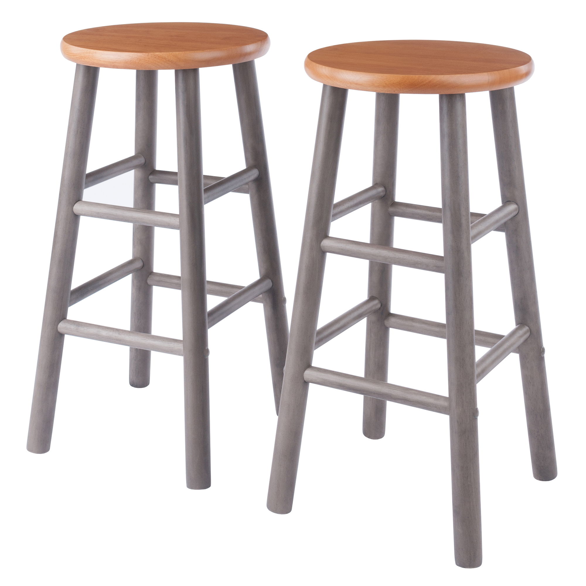 2 Winsome Huxton Oyster Gray Teak Counter Stools