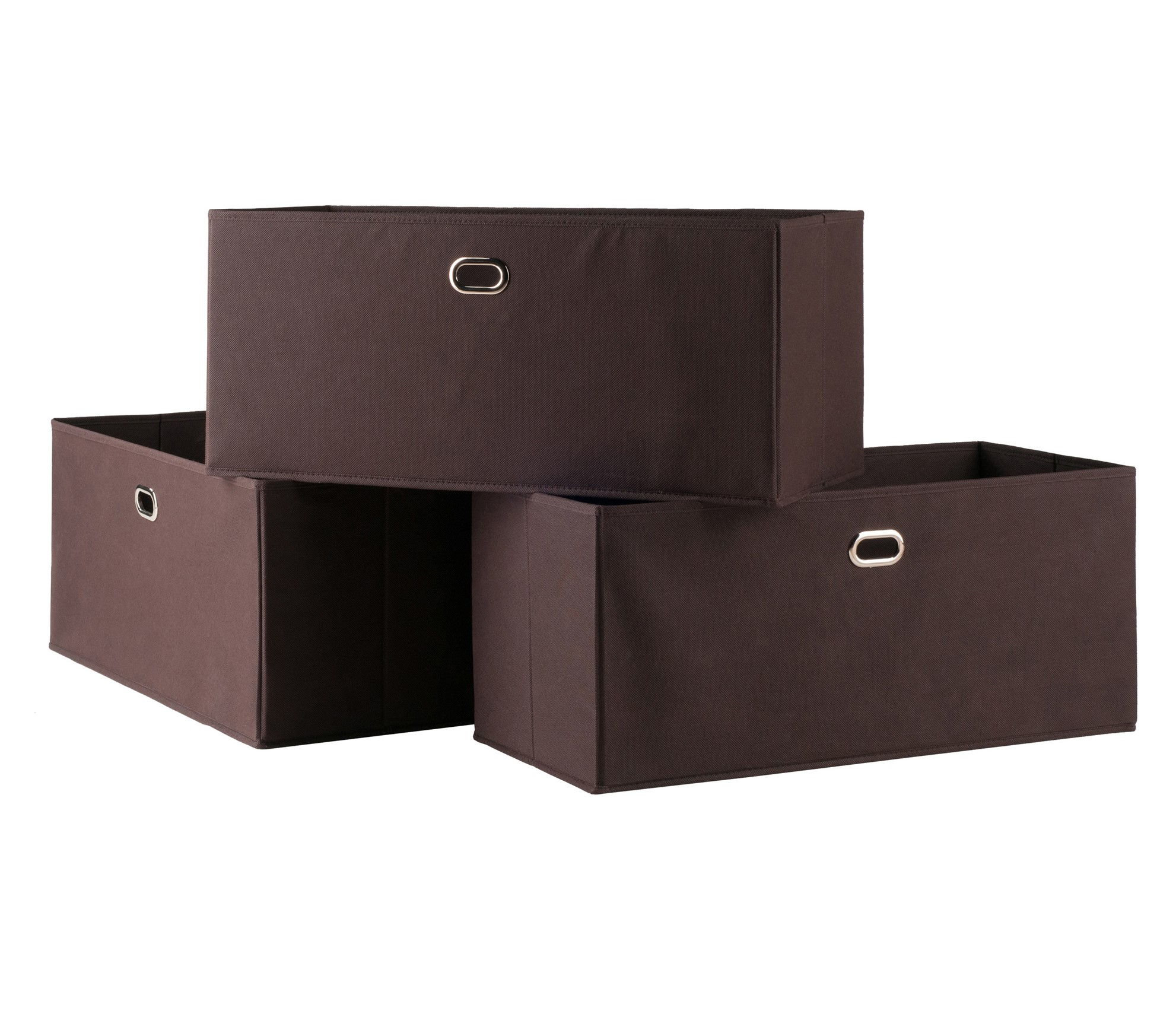 3 Winsome Torino Chocolate Fabric Foldable Baskets