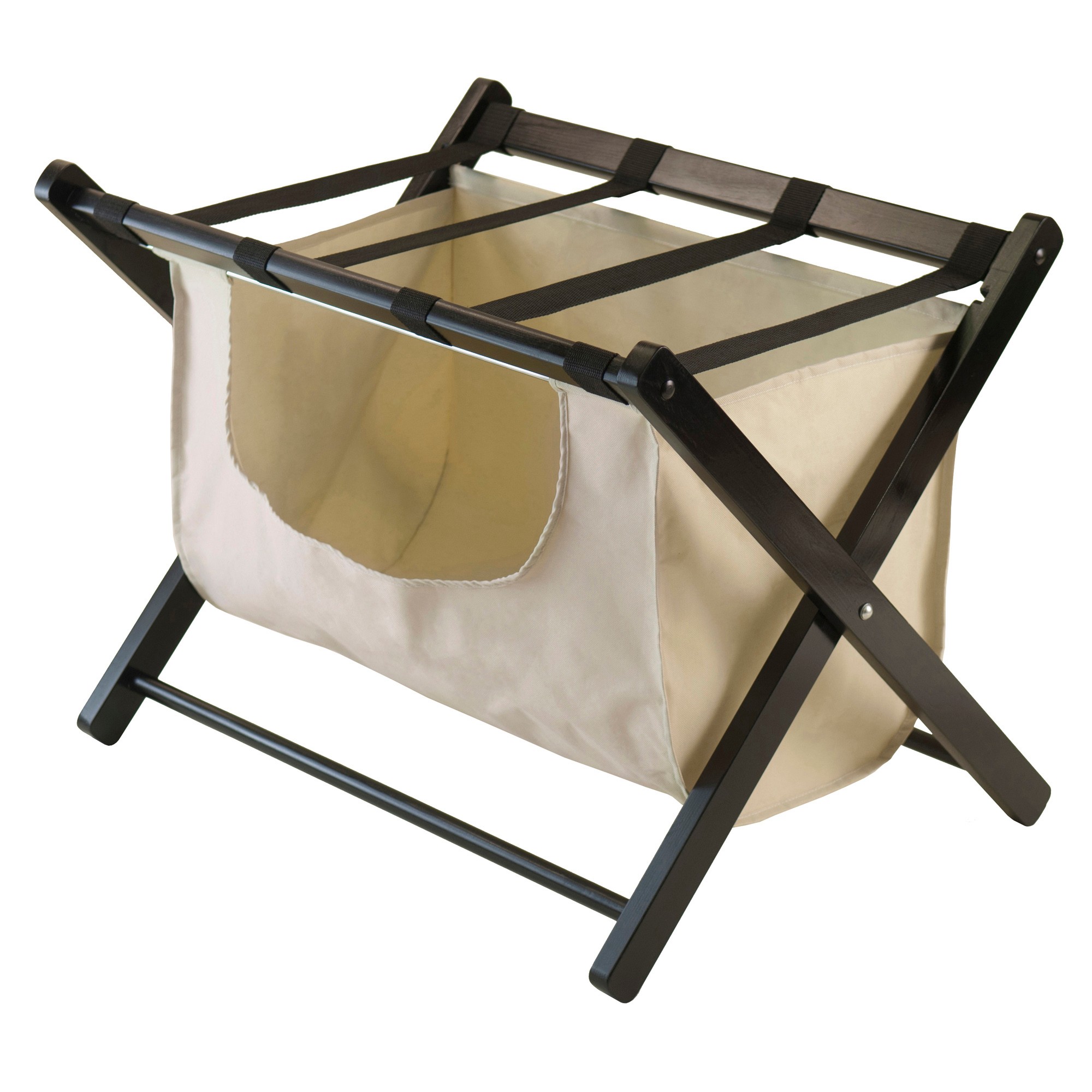 Winsome Dora Espresso Luggage Rack with Fabric Basket