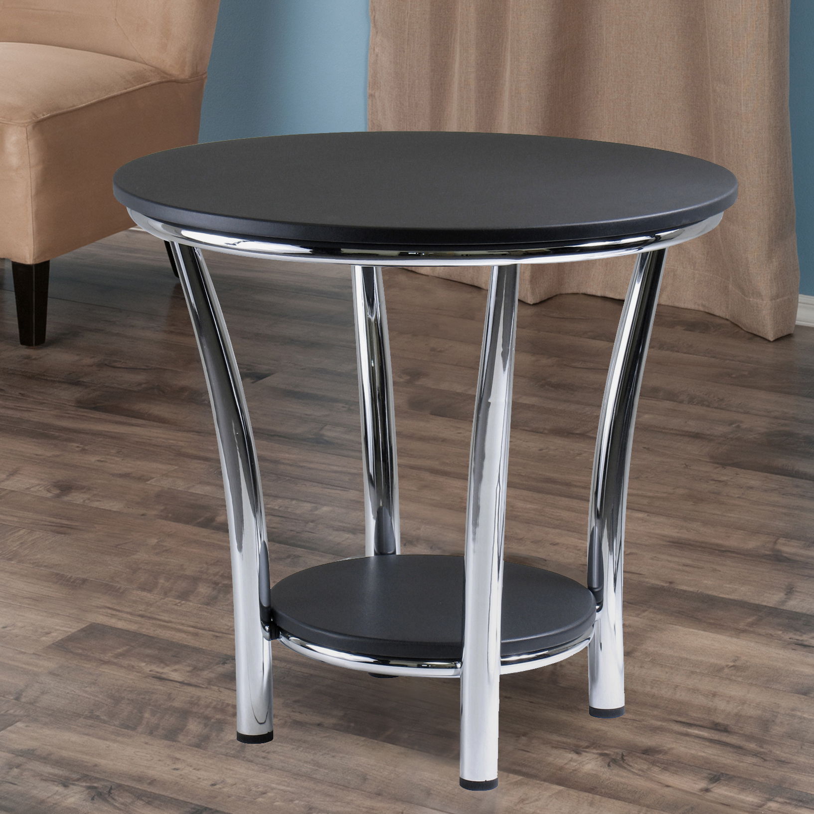 Winsome Maya Black Round End Table