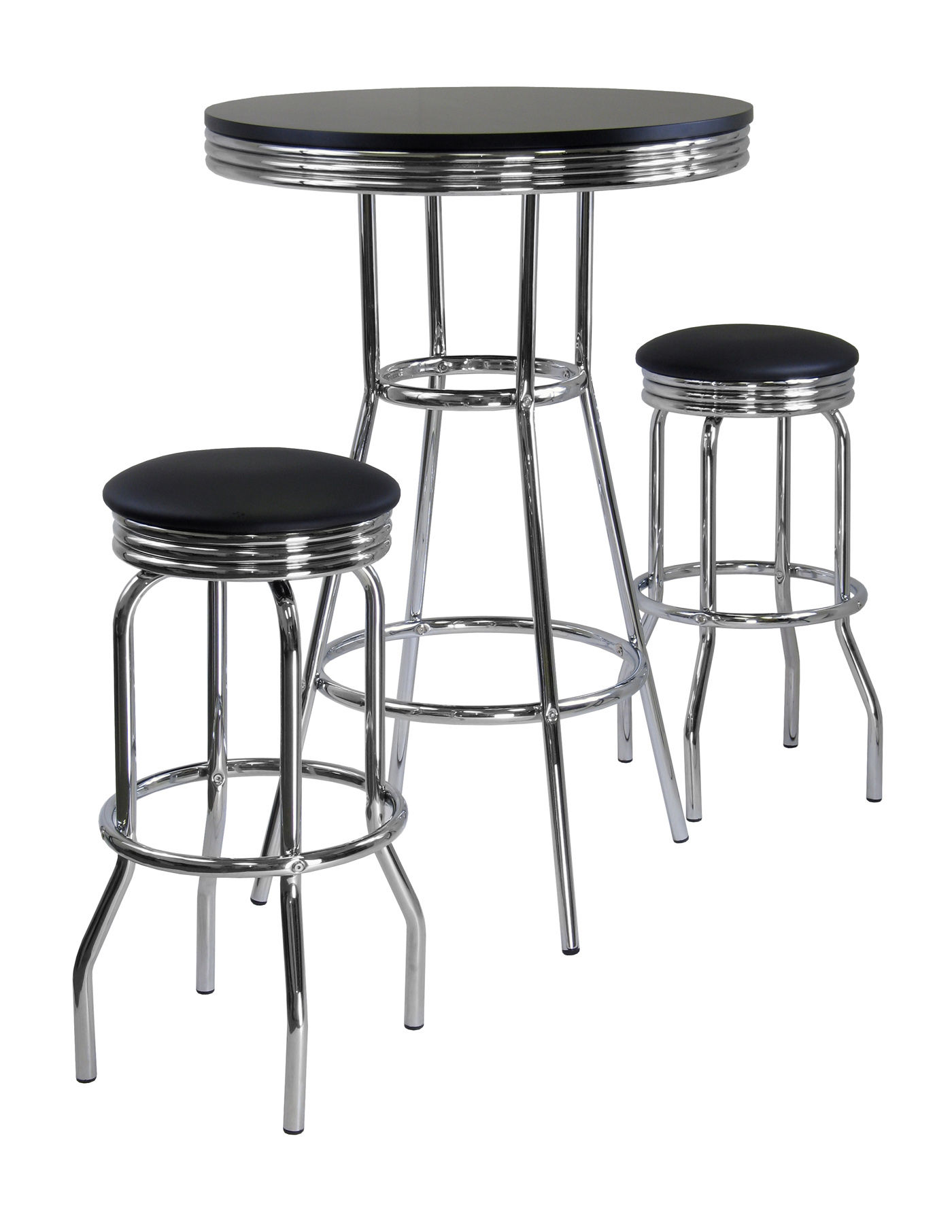 Winsome Summit Black Chrome 3pc Pub Height Set