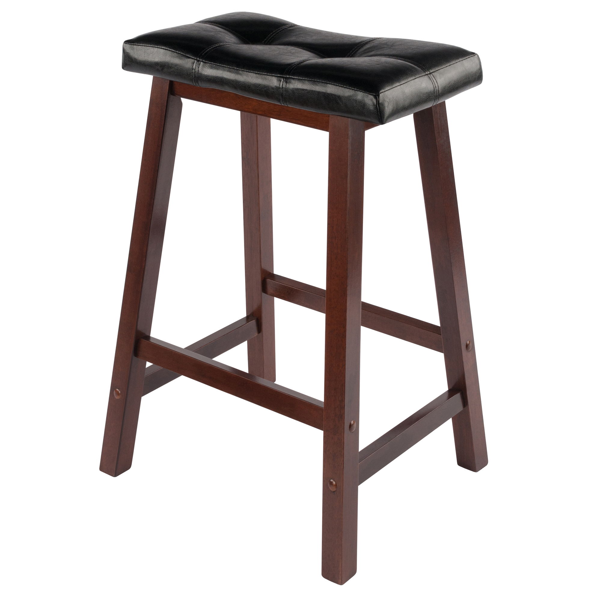 Winsome Mona Walnut Black Saddle Seat Counter Height Stool