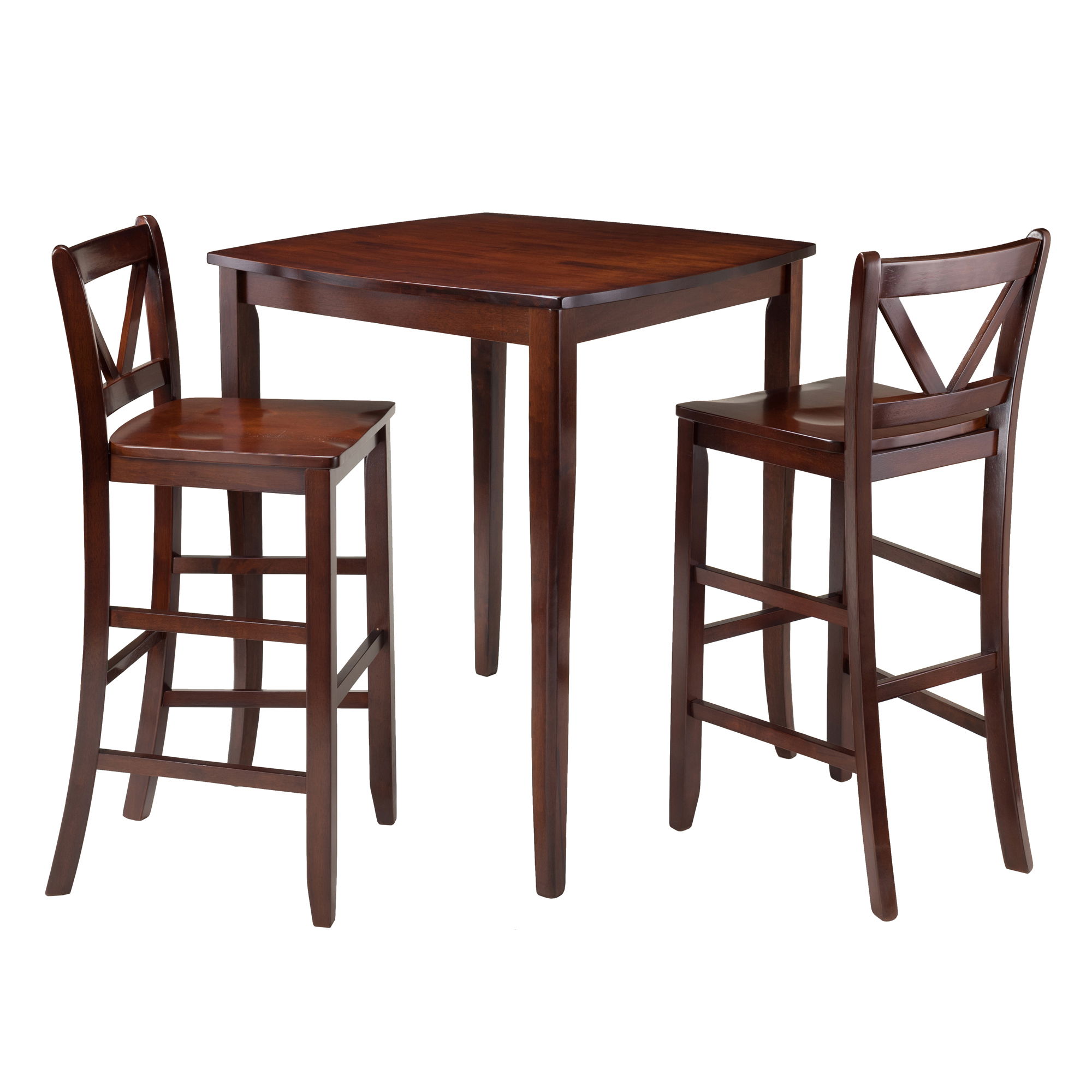Winsome Inglewood Walnut Wood 3pc Hight Table Set