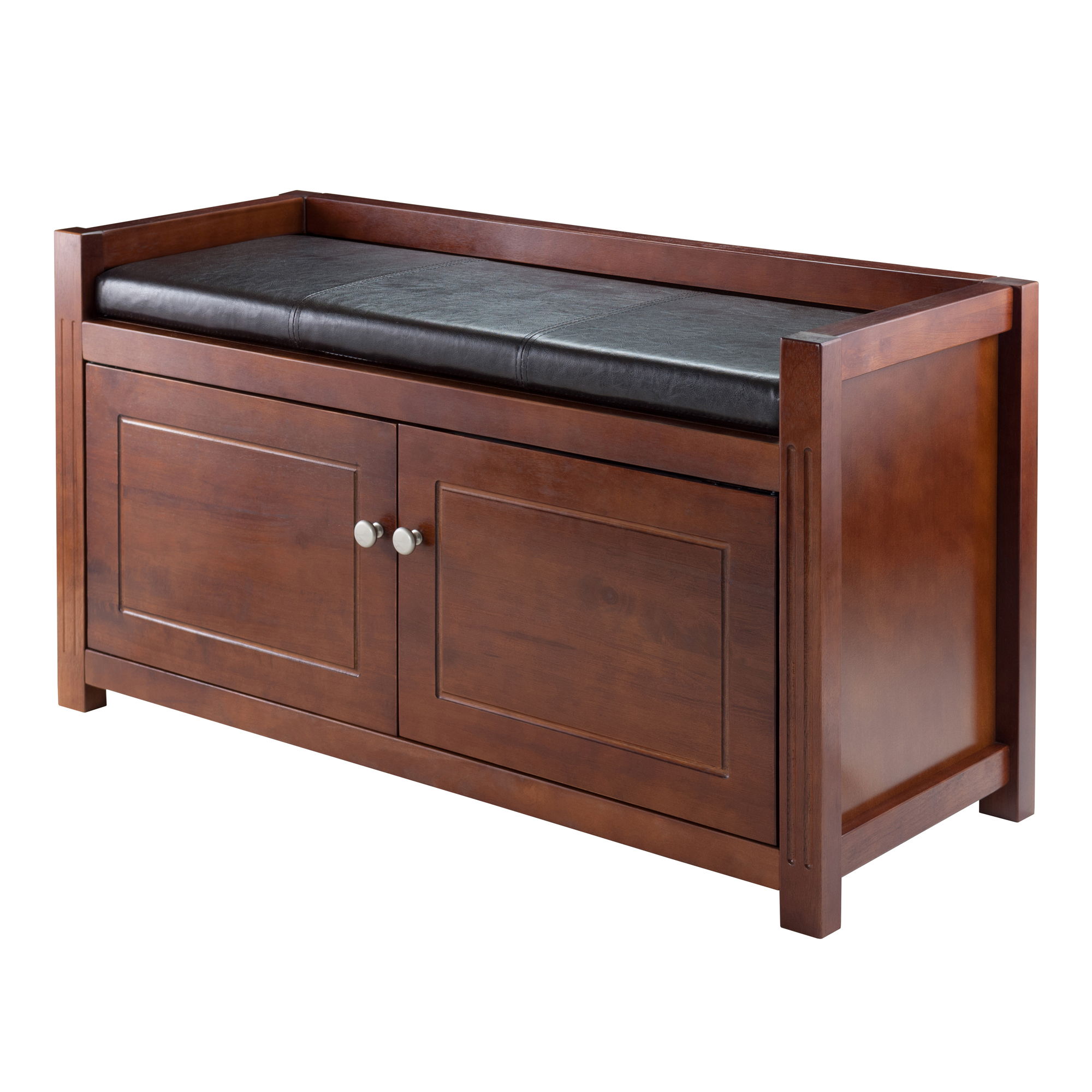 Winsome Charleston Walnut Espresso 2pc Storage Bench with Seat Cushion