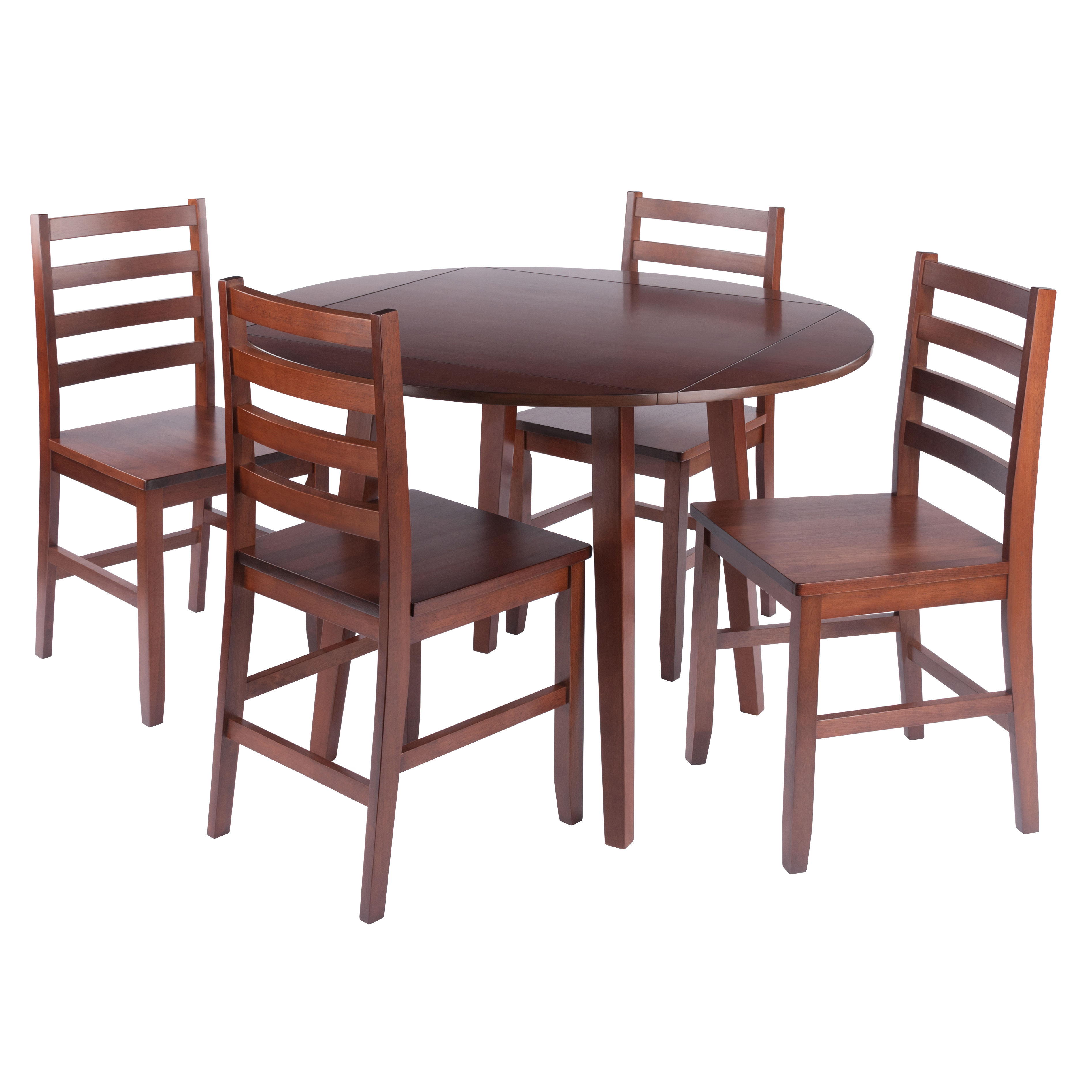 Winsome Dawson Walnut 5pc Dining Room Set With 4 Hamilton Chairs