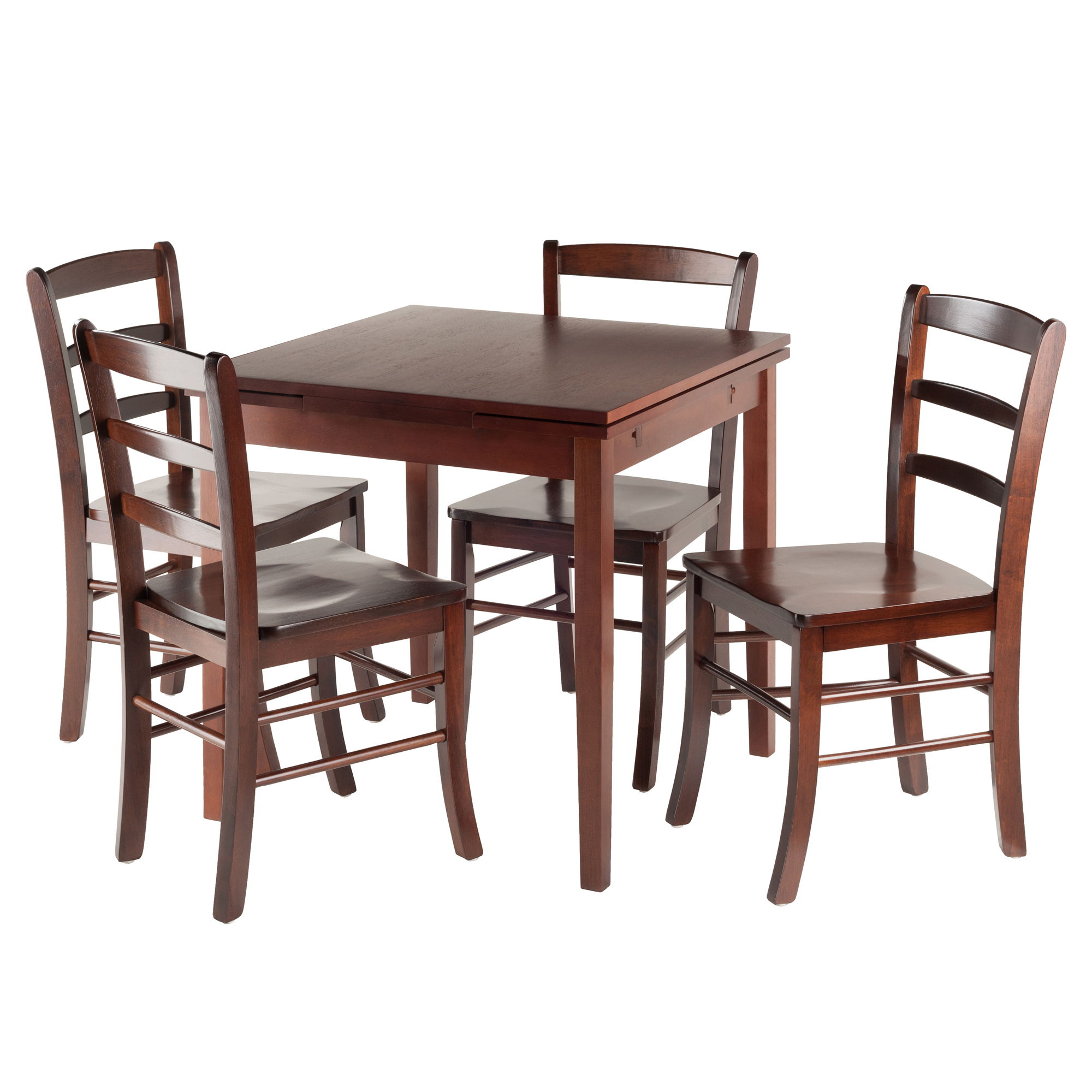 Winsome Pulman Walnut 5pc Dining Room Set with Ladder Back Chairs