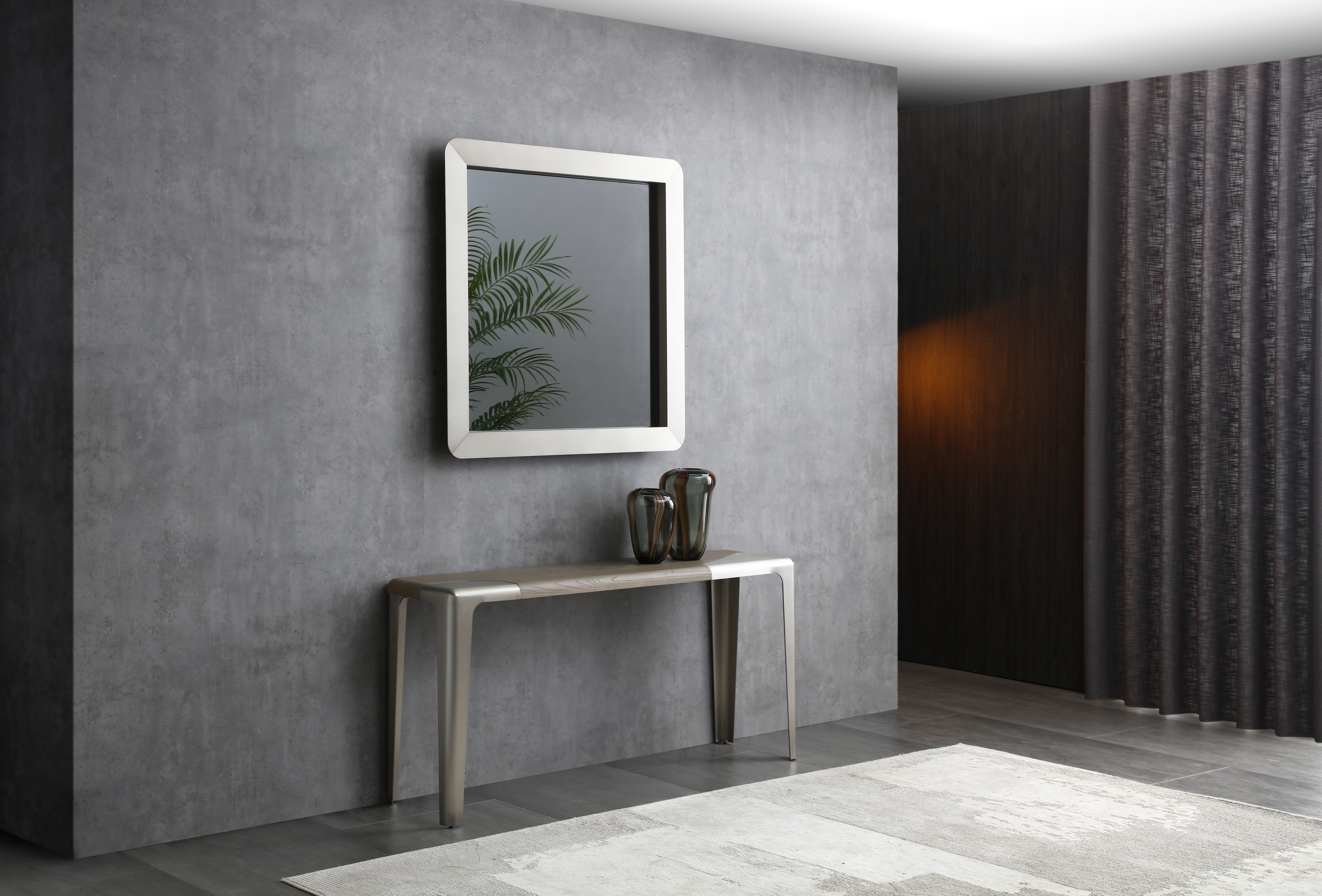 Whiteline Elena Light Grey Console Table and Mirror