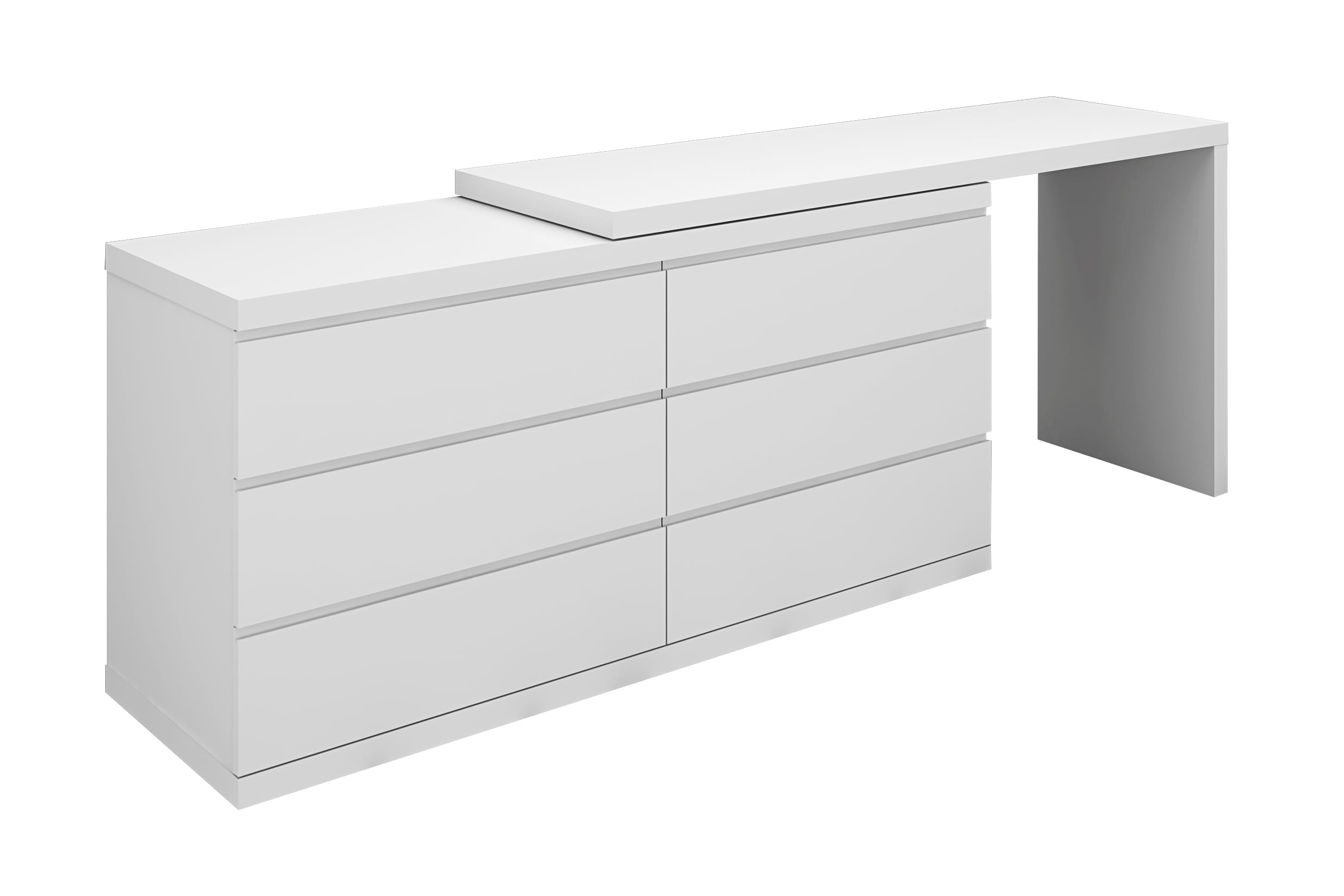 Whiteline Anna White Double Dresser with Extension