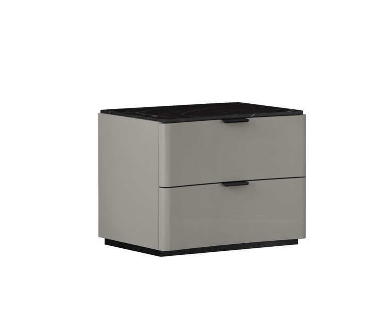 Whiteline Massimo Light Grey Black Nightstand