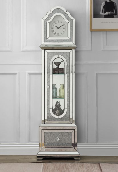 Acme Furniture Noralie Mirror Diamonds LED Grandfather Clock