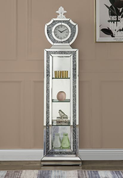 Acme Furniture Noralie Mirrored Grandfather Clock with LED