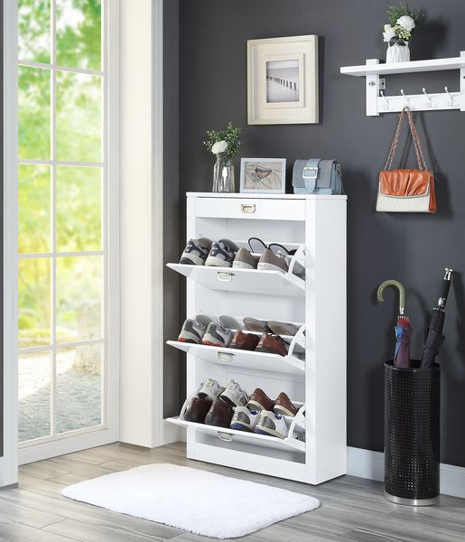 Acme Furniture Pagan White High Gloss Shoe Cabinet