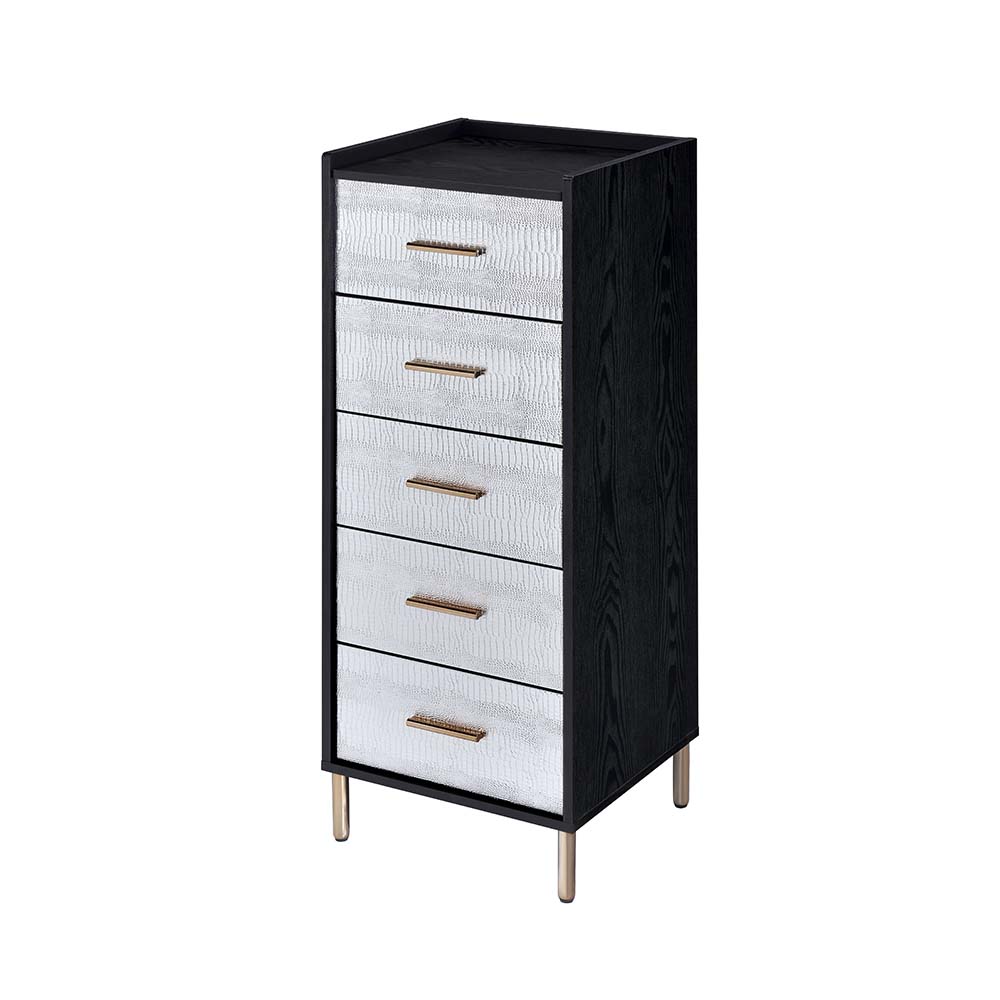 Acme Furniture Myles Black Silver Gold Jewelry Armoire