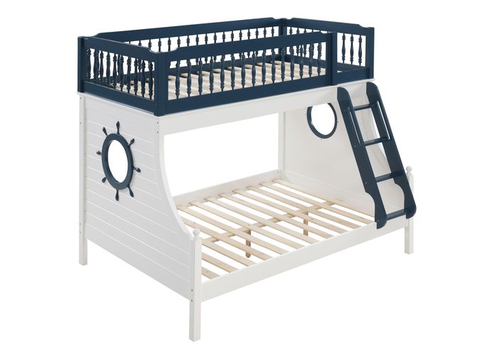Acme Furniture Farah Navy Blue White Twin Over Full Bunk Bed