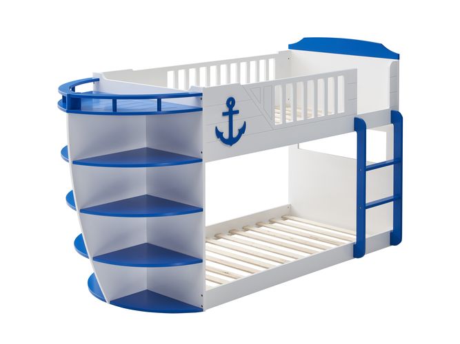 Acme Furniture Neptune Sky Blue White Twin Over Twin Storage Bunk Bed