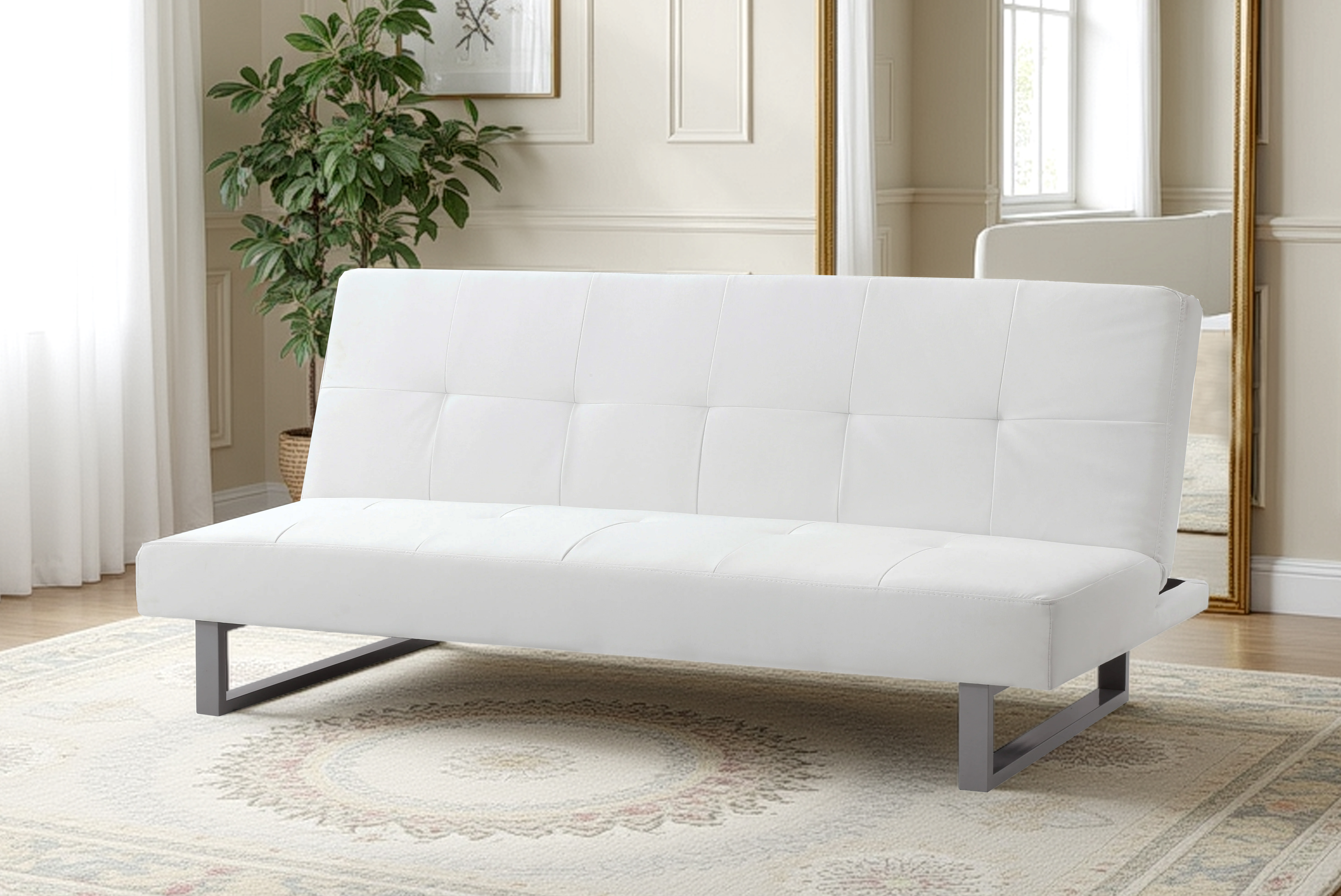 Elite Space Living Getxo White Faux Leather Sofa Bed
