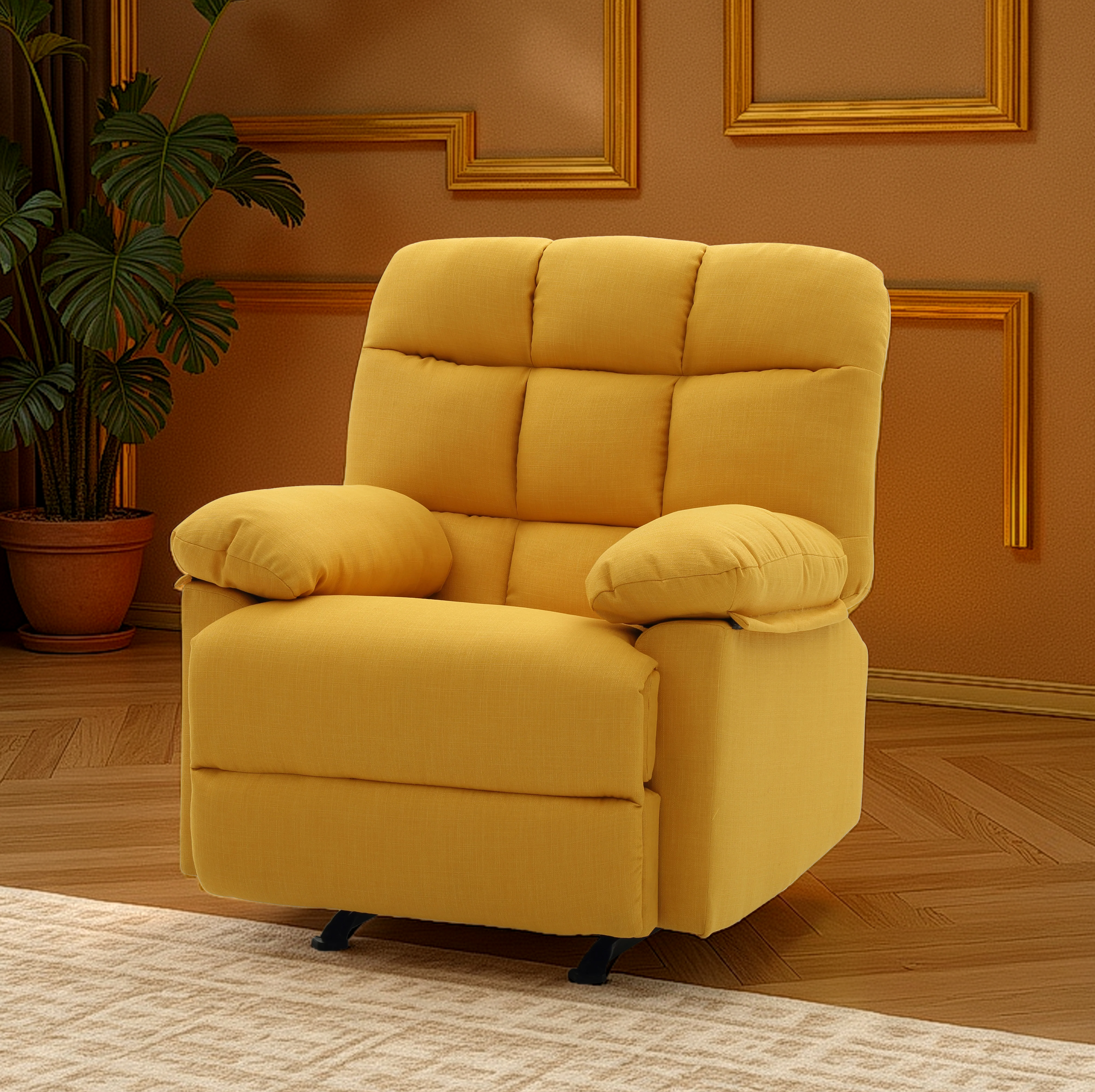 Elite Space Living Tampere Yellow Fabric Rocker Recliner