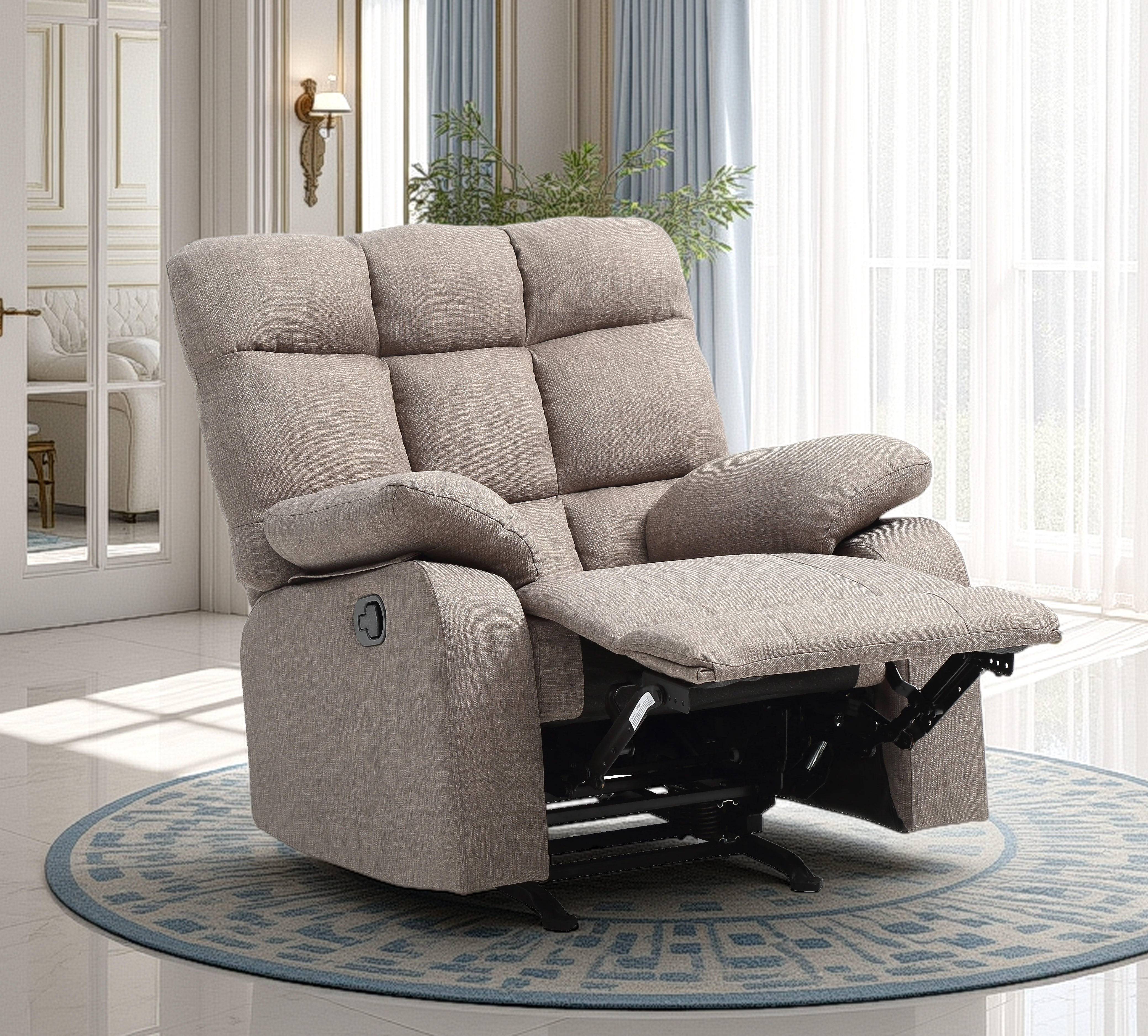 Elite Space Living Tampere Gray Fabric Rocker Recliner