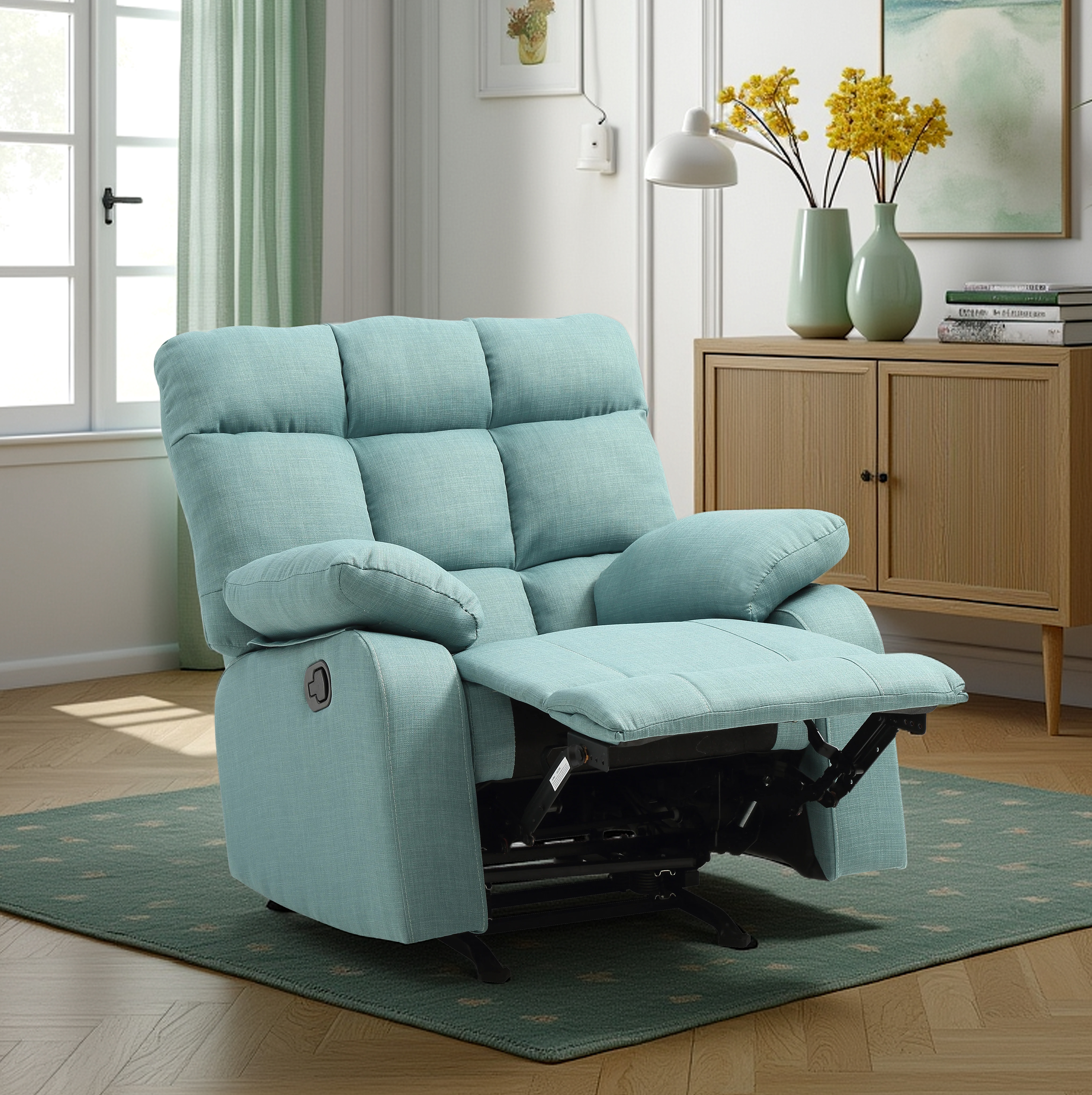 Elite Space Living Tampere Teal Fabric Rocker Recline