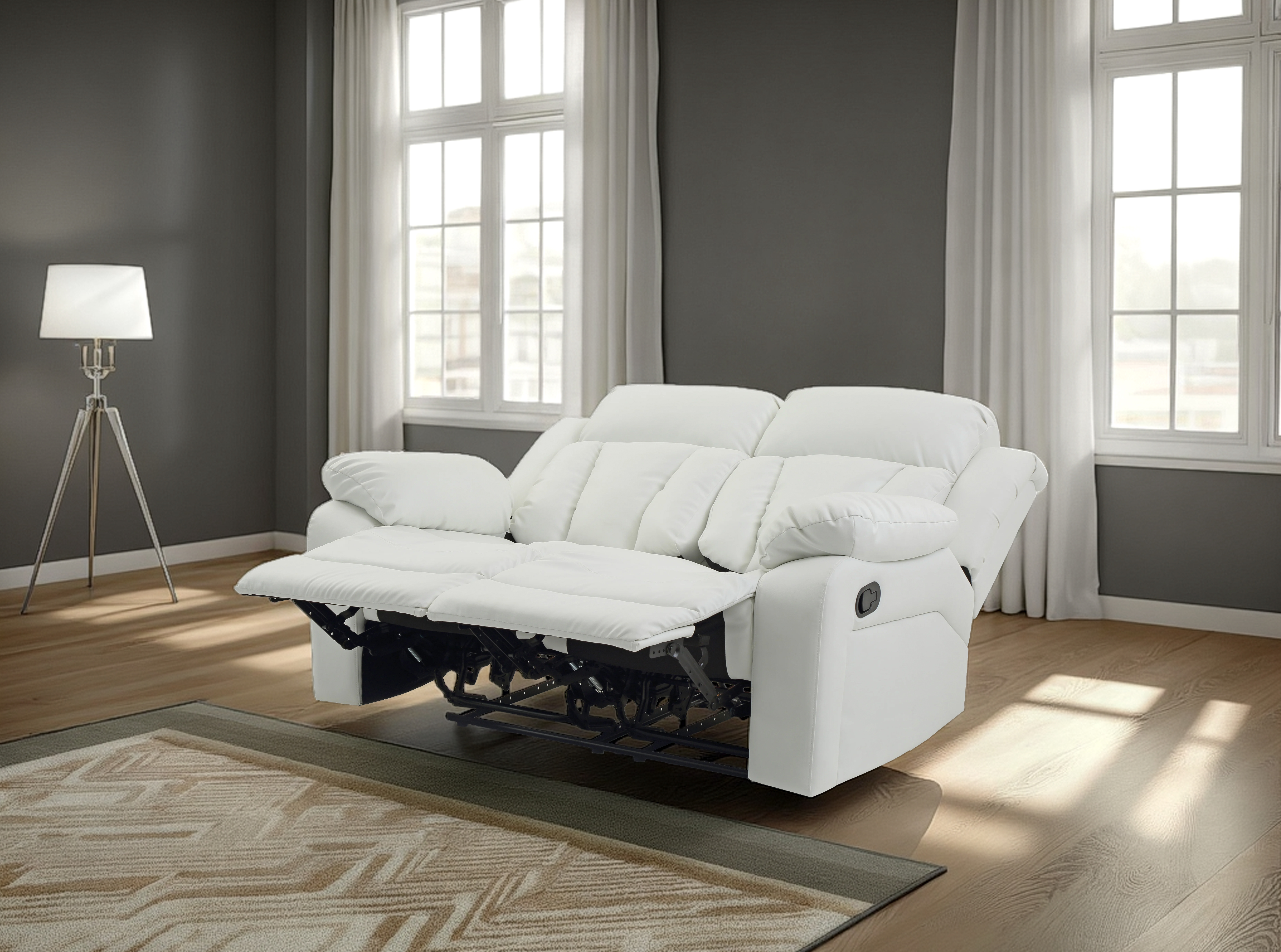 Elite Space Living Novellara White Reclining Loveseat