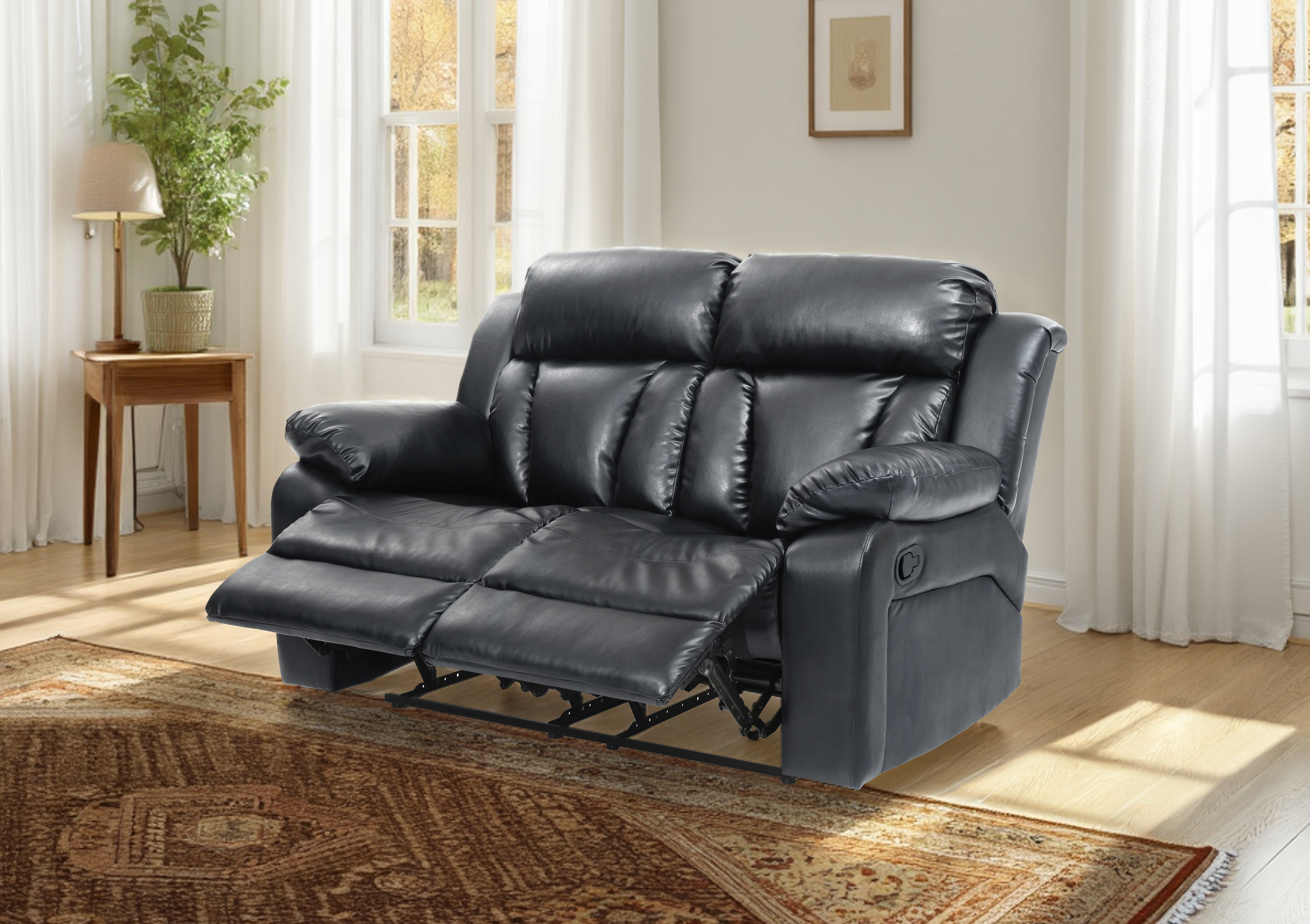 Elite Space Living Novellara Black Reclining Loveseat